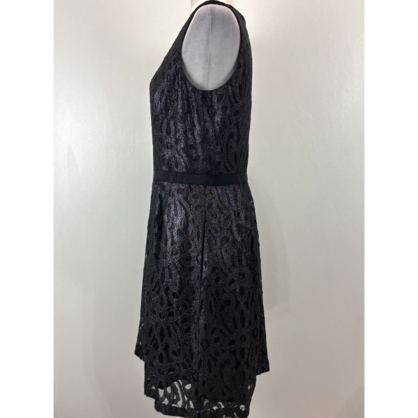 Ralph Lauren Lauren Ralph Lauren Lace Overlay Cocktail Party Dress, Black, Size 10, Sleeveless, Womens Size L / US 10 / IT 46 - 2 Thumbnail
