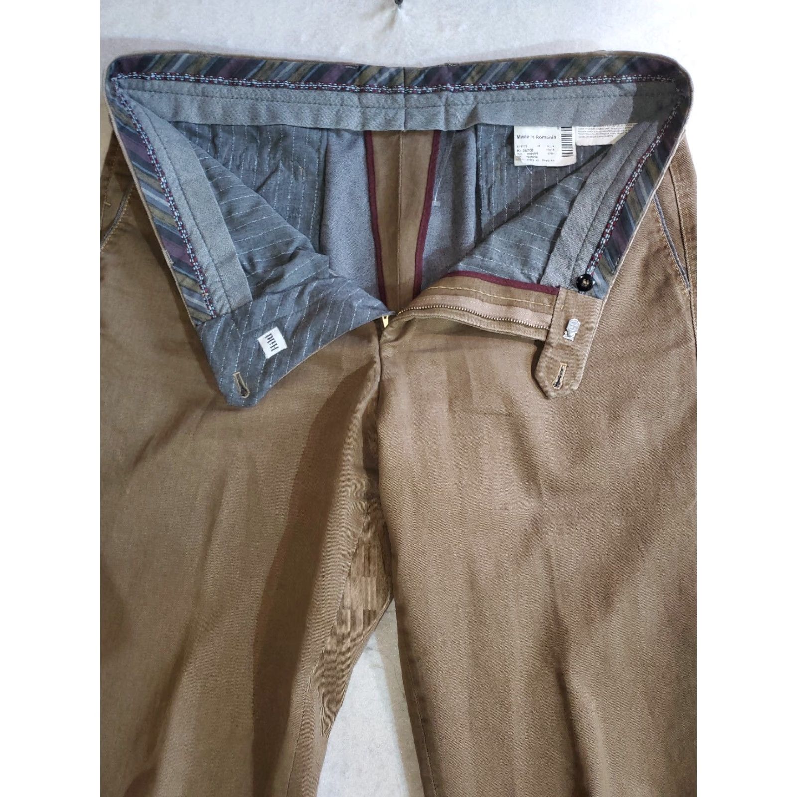 Vintage Hiltl Trousers Doyle Casual Cotton Blend Dress Pants Mens 36/38 Inseam 32 Brown Modern Preppy Straight Chino Regular Size US 36 / EU 52 - 3 Thumbnail