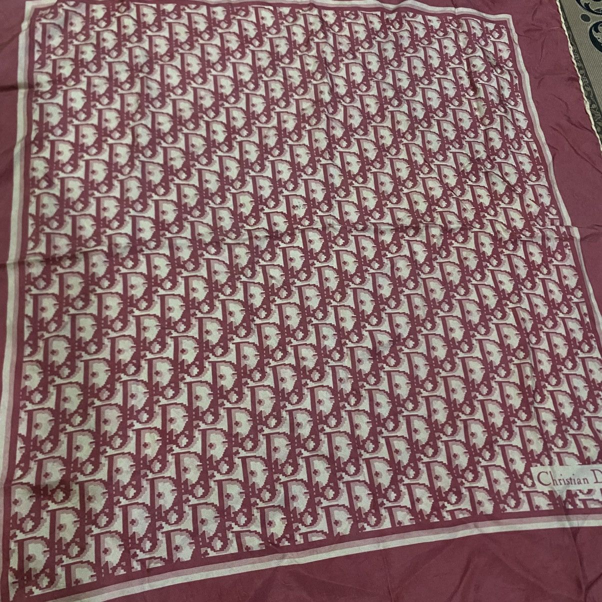 Christian Dior Monsieur Christian Dior Scarf Monogram in Red Burgundy Silk Size ONE SIZE - 22 Thumbnail