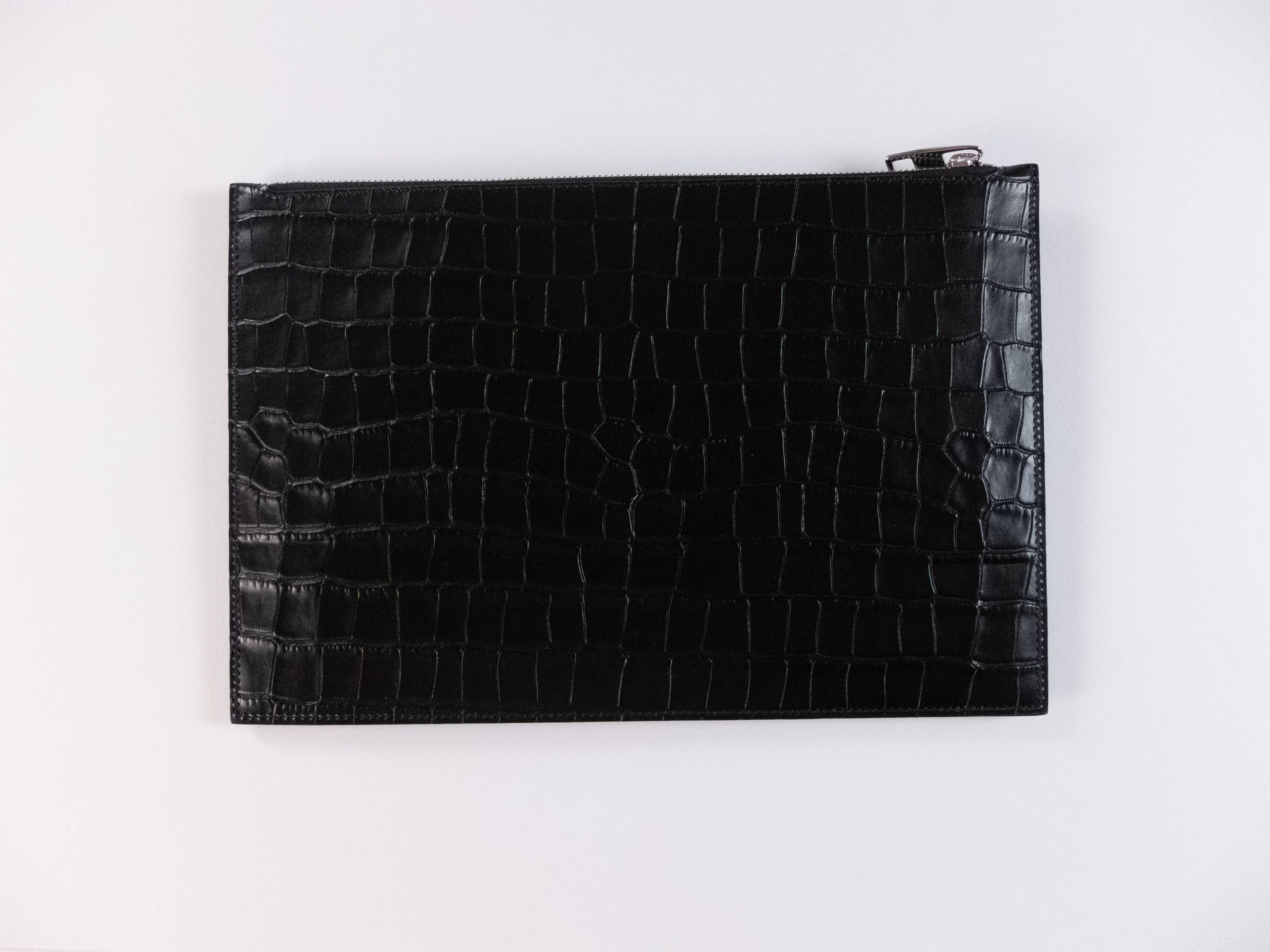 Alexander McQueen ALEXANDER MCQUEEN black croc effect leather flat clutch bag Size ONE SIZE - 5 Thumbnail