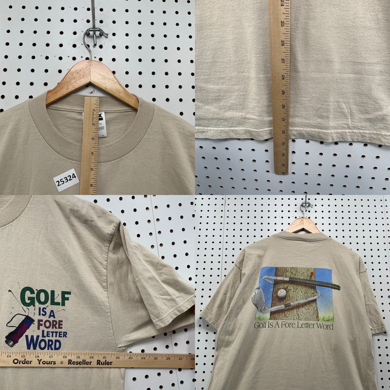 Tultex VINTAGE 90s Funny Golf Shirt Brown FORE 4 Letter Word Adult XL Mens Size US XL / EU 56 / 4 - 9 Thumbnail