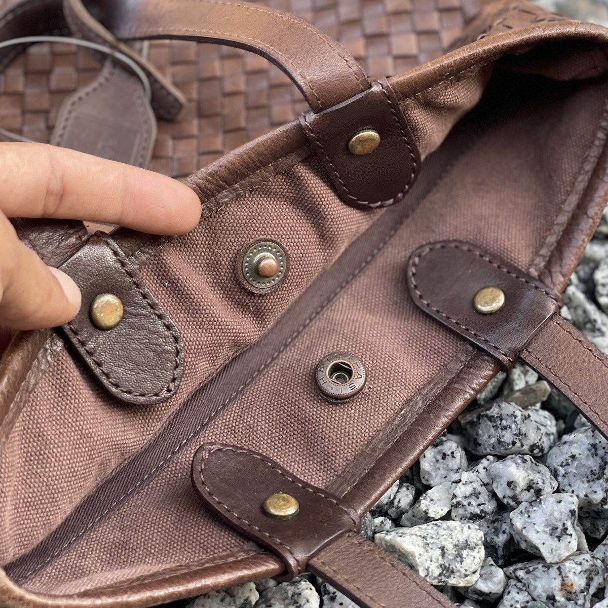 Designer × Japanese Brand Vintage BEAU DESSIN S.A Small Woven Leather Bag Size ONE SIZE - 8 Thumbnail