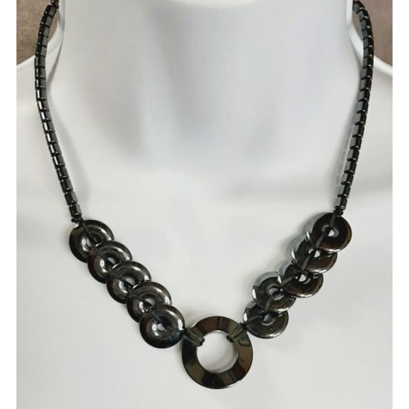 Other Hematite Necklace With Circular Pendant & Beaded Chain Size ONE SIZE - 1 Thumbnail