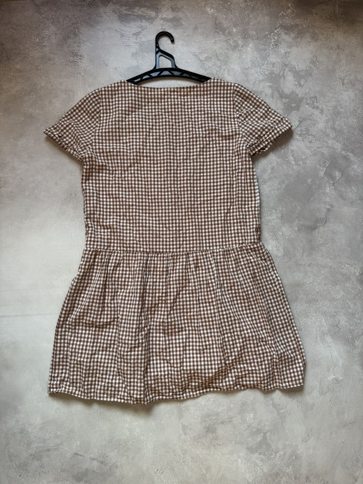 Sezane Sezane Lena White Gingham V-neck Button Mini dress Size XS / US 0-2 / IT 36-38 - 6 Thumbnail