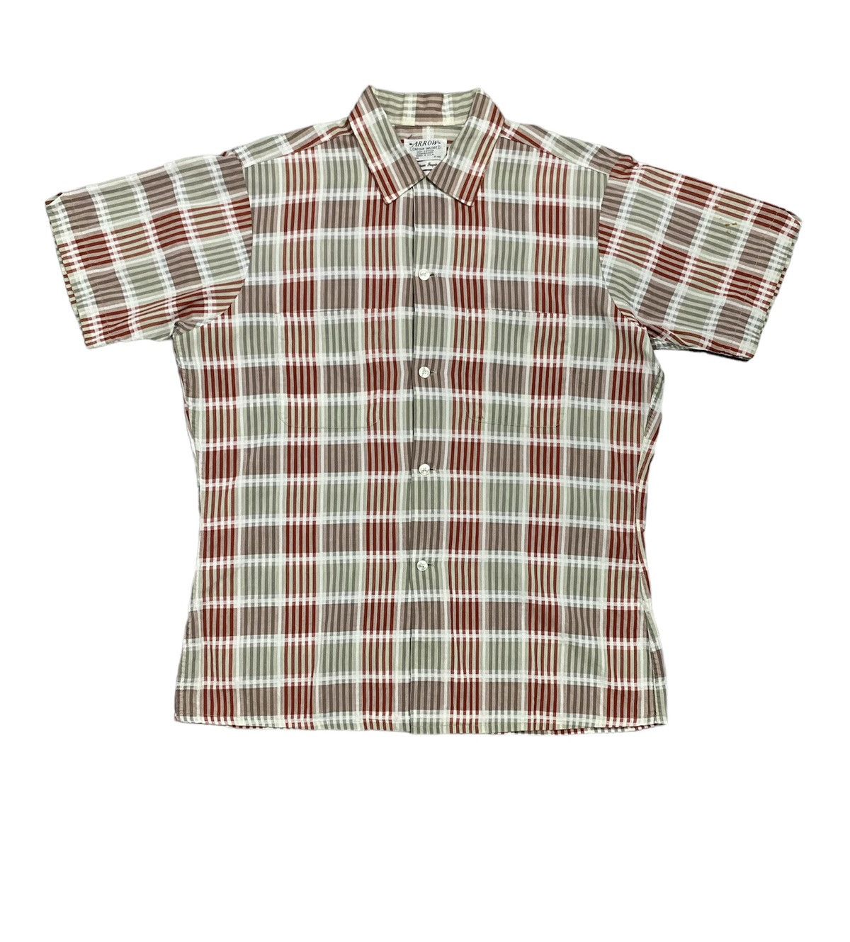 image of 50S Arrow Loop Collar Contour Tailored Plaid Shirt, Men's (Size Medium)