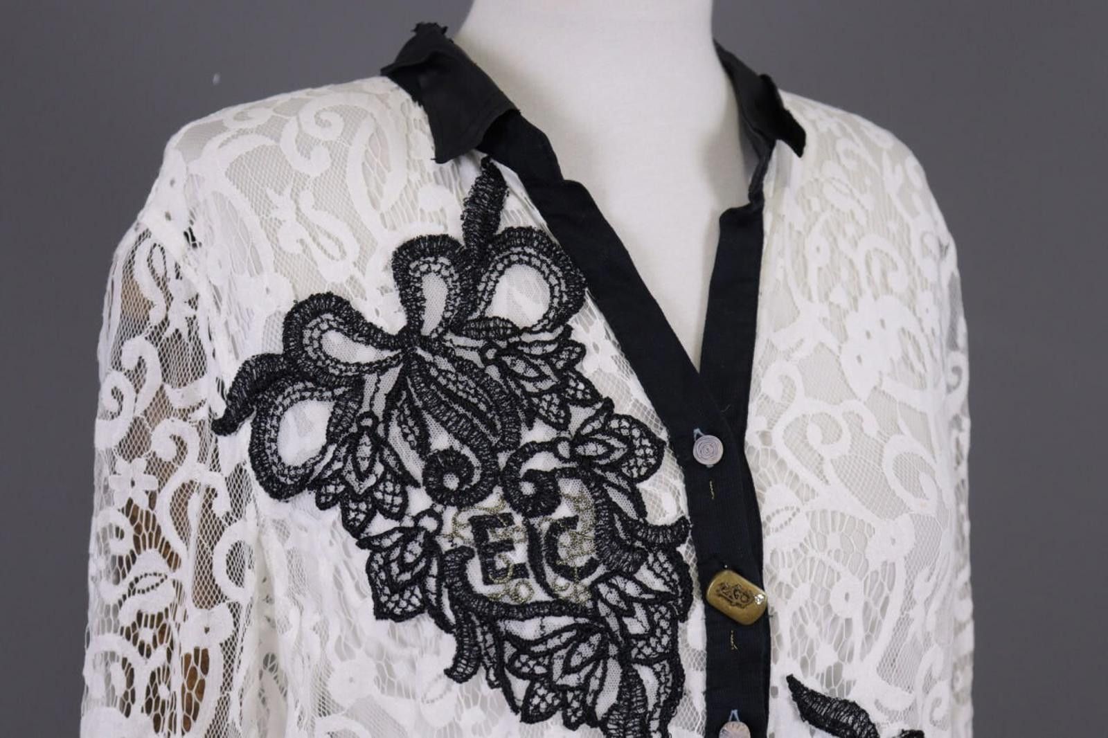 Designer Elisa Cavaletti White Embroidered Button Down Shirt Blouse Size M / US 6-8 / IT 42-44 - 6 Thumbnail