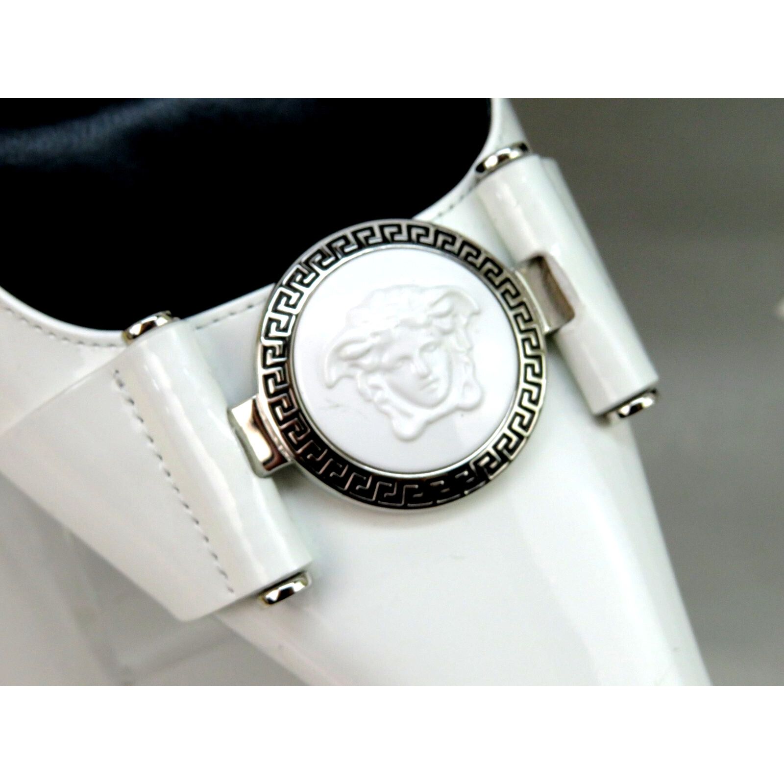 Versace VERSACE WHITE PATENT LEATHER MEDUSA HEAD SANDALS PUMPS 37.5 Size US 7.5 / IT 37.5 - 2 Thumbnail