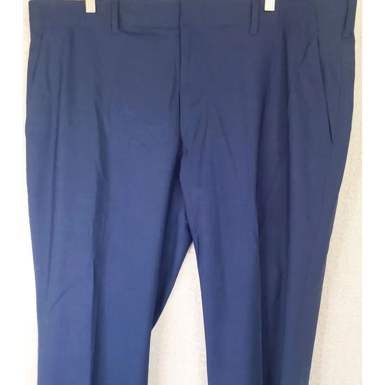 Vintage Kilburne & Finch Mens 44x32 Blue Stretch Flat Front Golf Casual Dress Pants Size US 44 / EU 60 - 2 Thumbnail