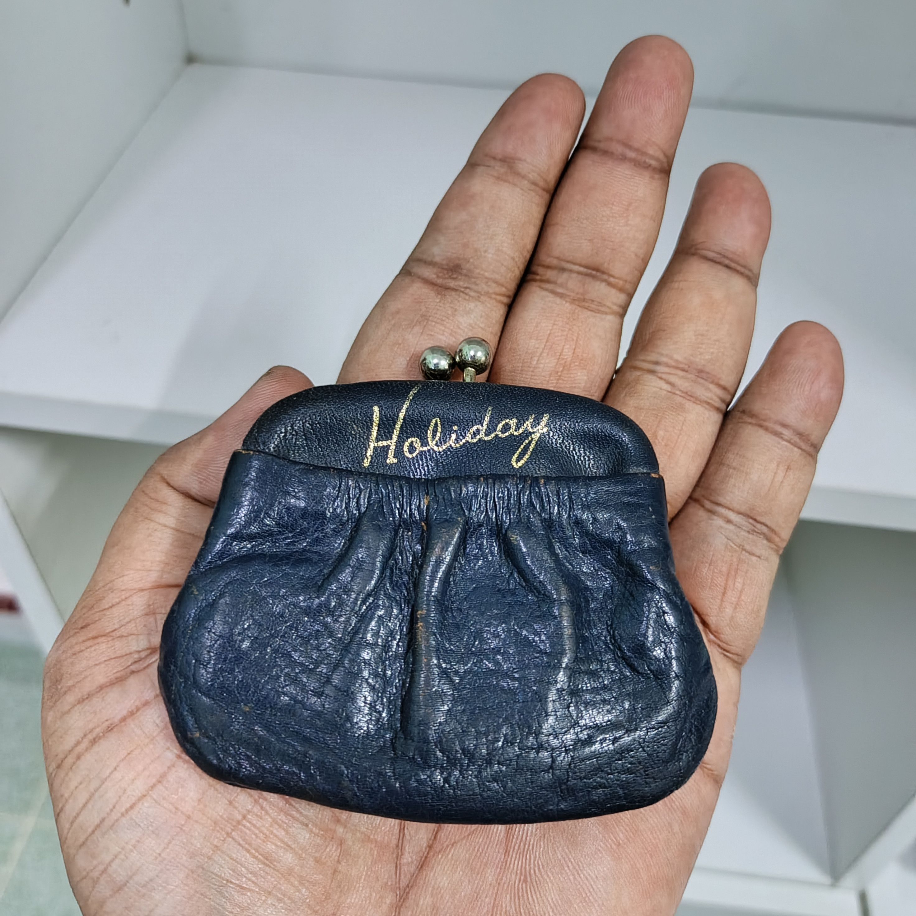 Dior VTG Christian Dior Navy Leather Shoulder Bag + Coin Purse Size ONE SIZE - 16 Thumbnail