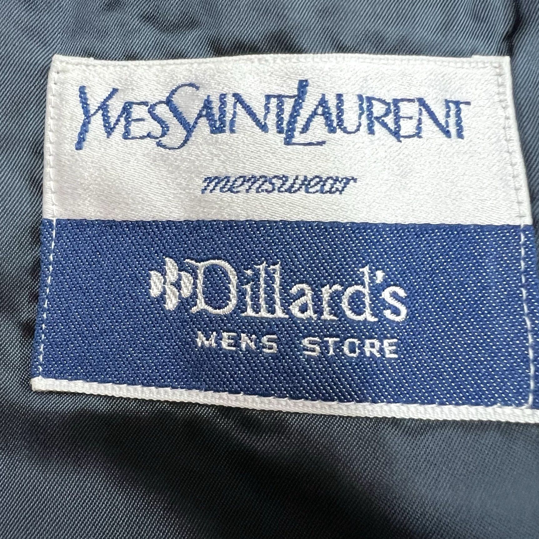 Yves Saint Laurent VINTAGE Saint Laurent Men's Suit Jacket Wool Double Breast Pin Stripe Blue 44 Regular Elegant Formal Business Size 44R - 7 Thumbnail