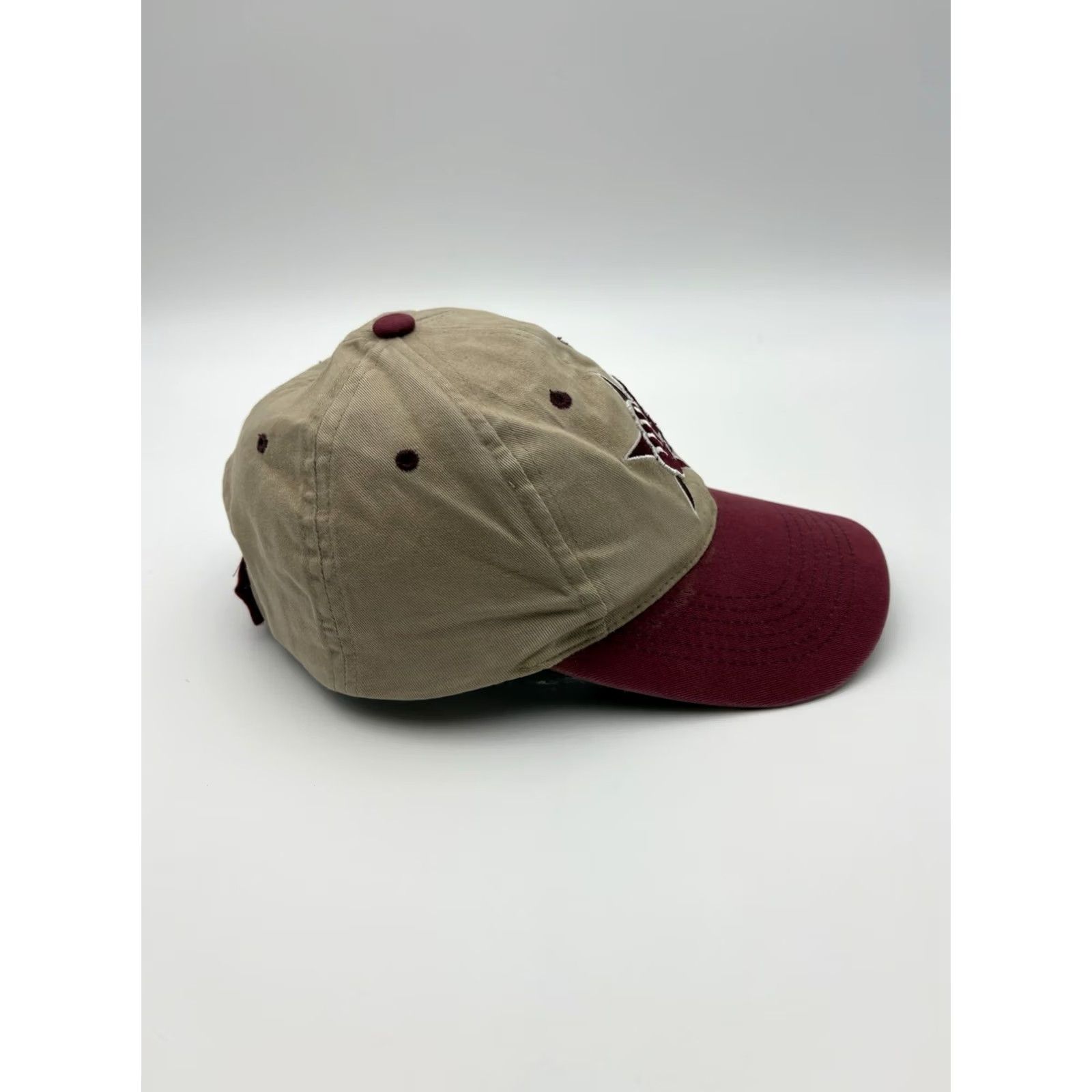 Vintage VINTAGE Texas AM A&M Aggies Hat Beige / Tan Strap Back Cap One Size Fits All Men Snapback 90s Adjustable Lightweight Size ONE SIZE - 4 Thumbnail