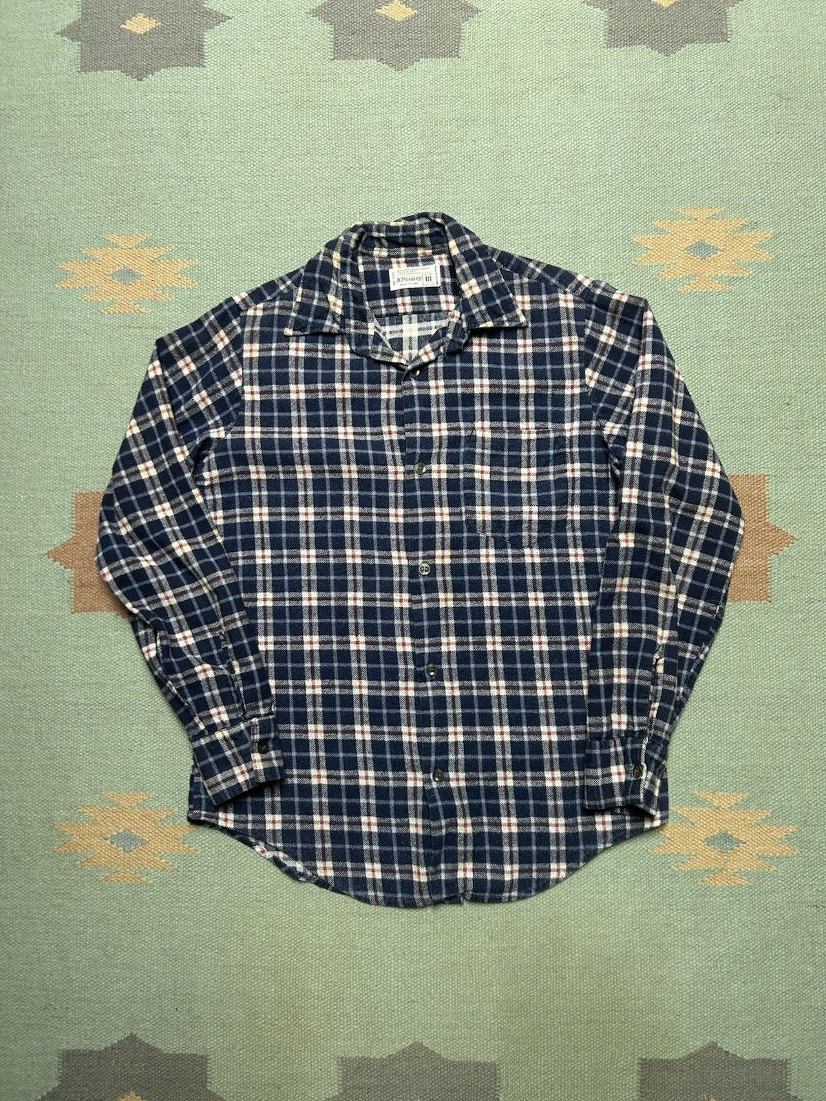 Vintage 70s printed flannel shirt brushed cotton JCPenney boys 18 Size US S / EU 44-46 / 1 - 1 Thumbnail