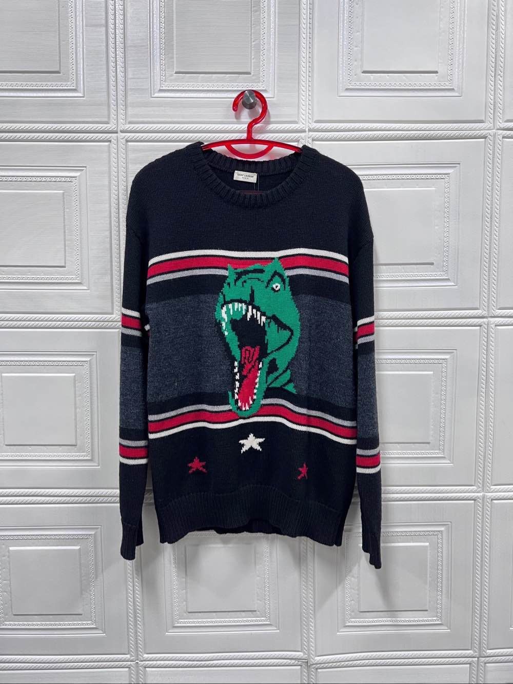 Saint Laurent Paris Saint Laurent Dinosaur Graphic Knit Sweater Size XS Size US XS / EU 42 / 0 - 1 Thumbnail