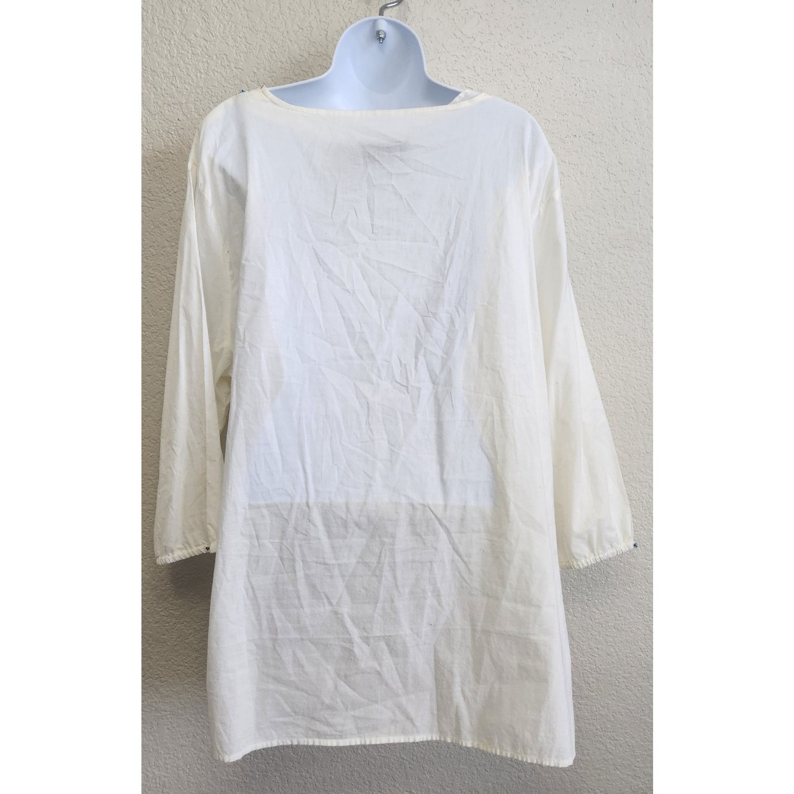 Other Victoria Jones Cream Embroidered Peasant Top 2X Plus NWOTS Size XXL / US 16-18 / IT 52-54 - 4 Thumbnail