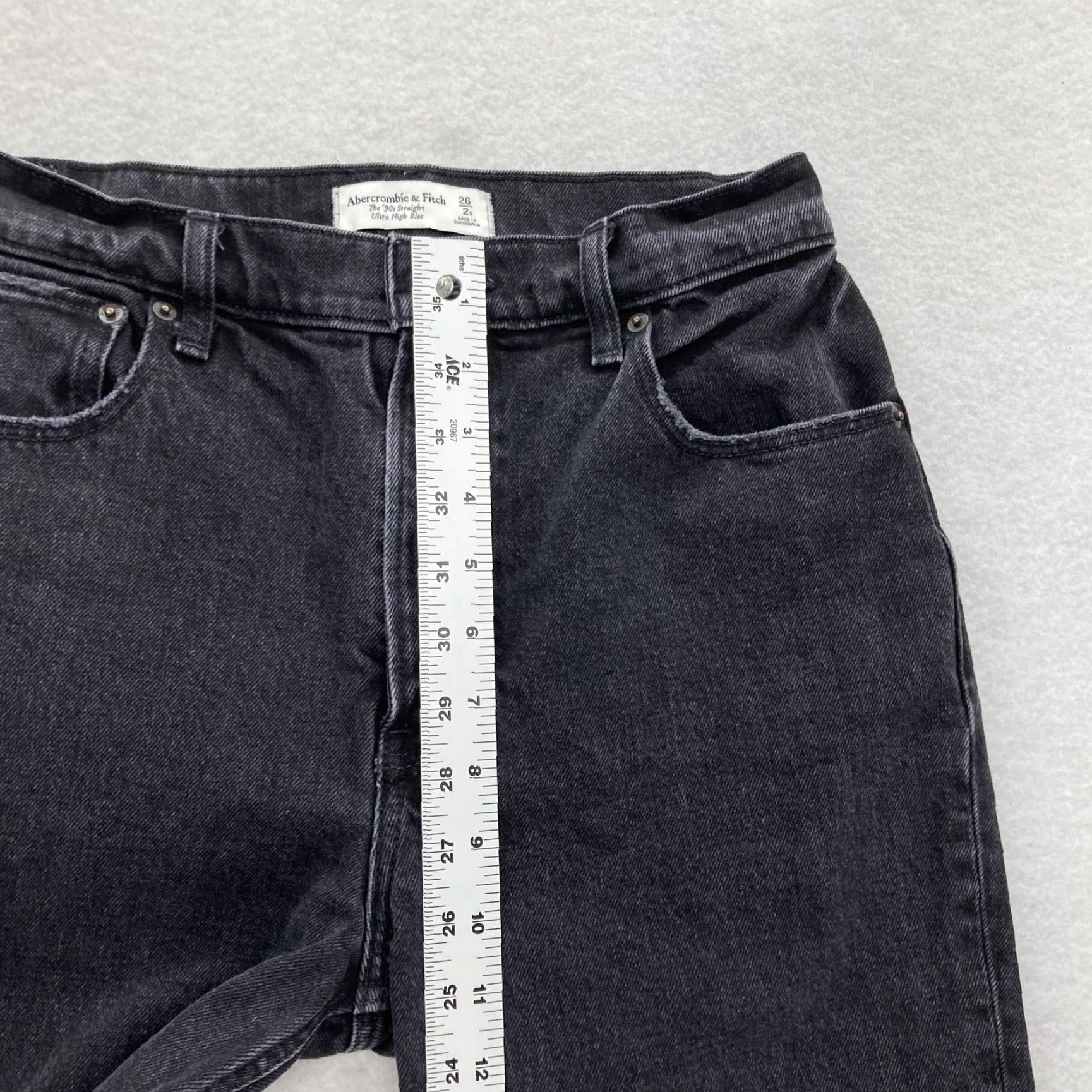Abercrombie & Fitch Abercrombie & Fitch Jeans Womens 26/2 Short Black 90s Straight Ultra High Rise Gray Jeans 90s Size 26" / US 2 / IT 38 - 7 Thumbnail