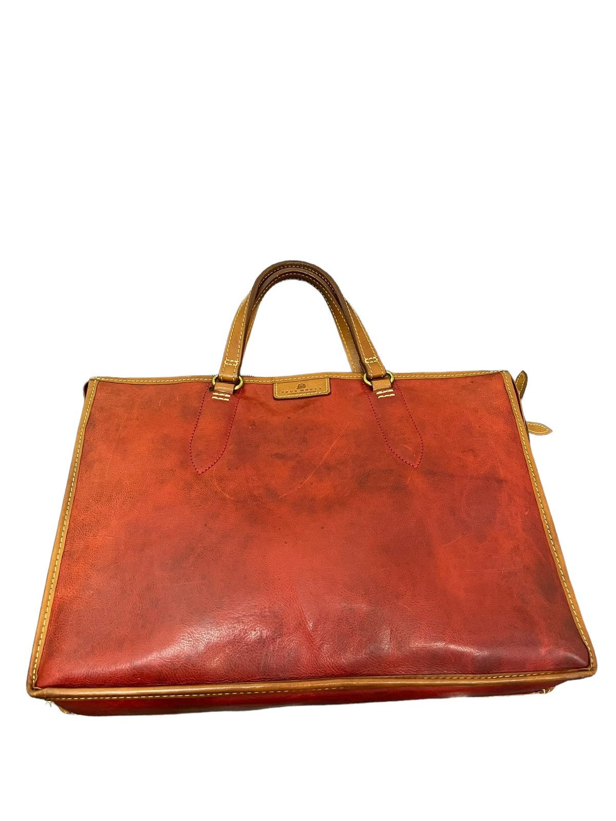 Japanese Brand Full Leather Patina Red Deux Moncx Artisan Made Hand Bag 4🟩 Size ONE SIZE - 1 Thumbnail