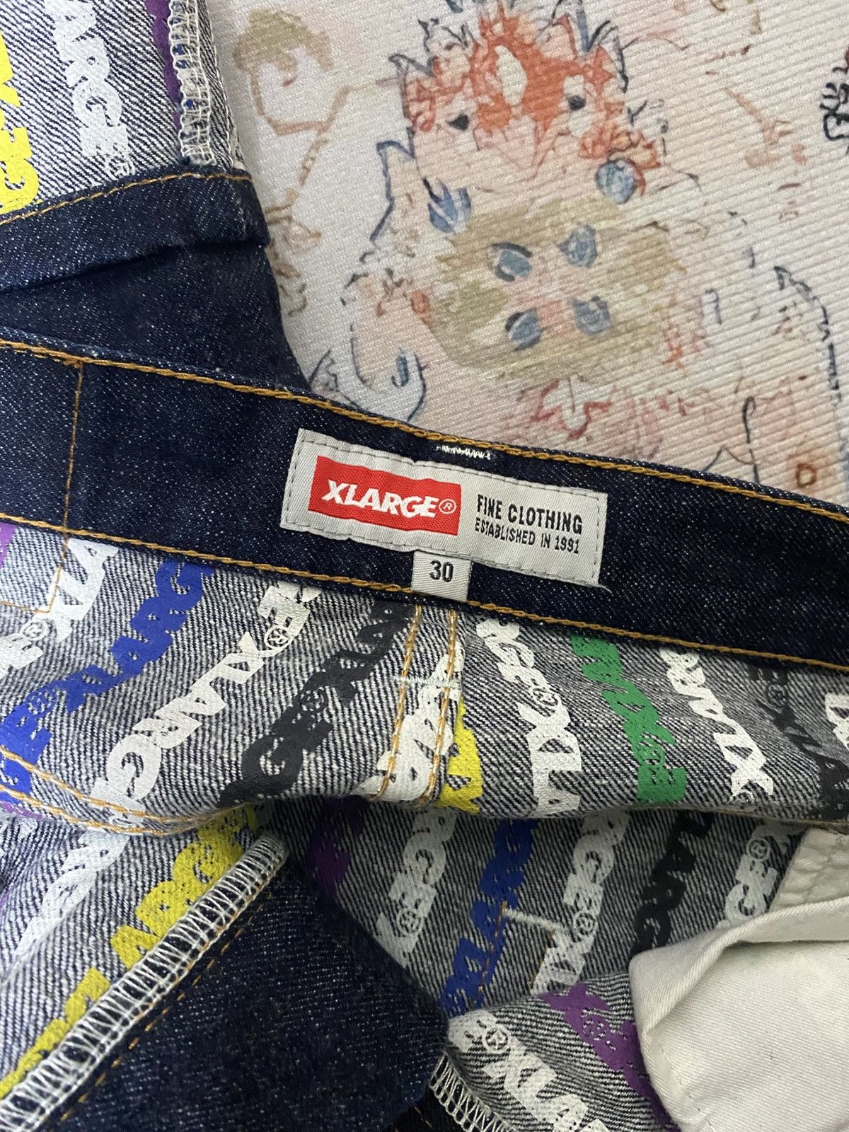 X-LARGE Xlarge Graphic Overprint Multicolor Denim Size US 30 / EU 46 - 3 Thumbnail