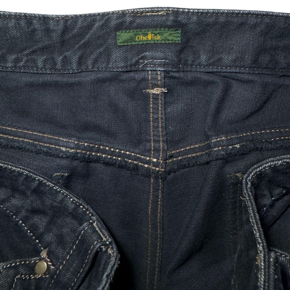 Obelisk Contrast Stitch Distressed Bootcut Jeans Size US 34 / EU 50 - 5 Thumbnail