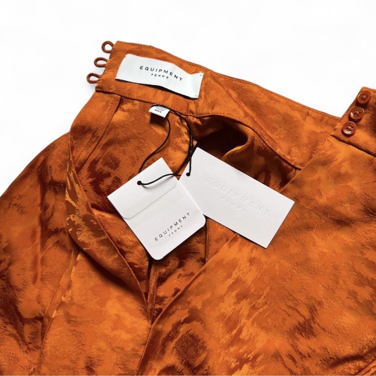 Equipment Equipment Maya Jacquard Satin Blouse Burnt Orange XXS NWT Size XXS / US 00 / IT 34 - 5 Thumbnail