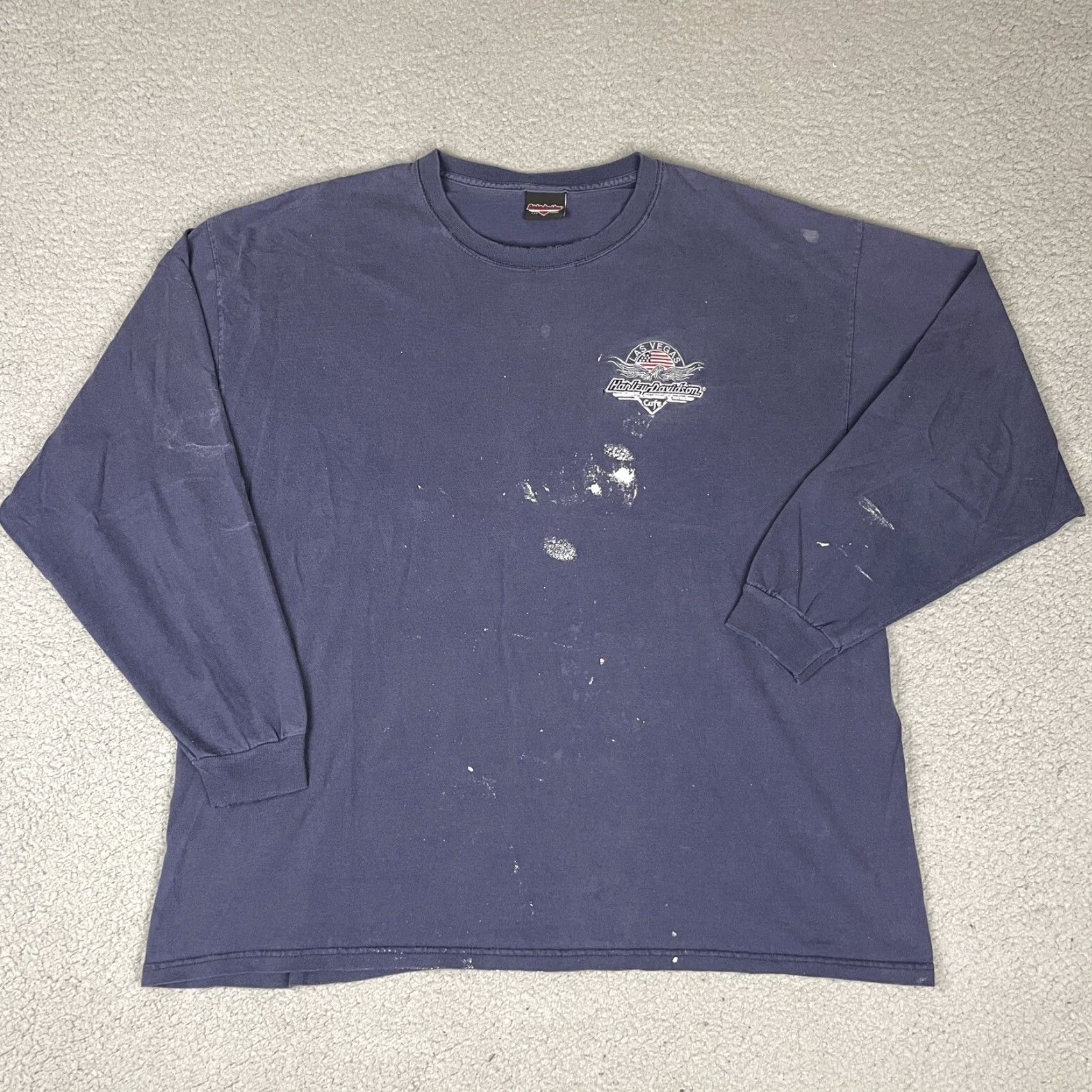 Harley Davidson VINTAGE Harley-Davidson T-shirt Adult XL Blue Distressed Embroidered Logo Long Sleeve Crew Neck Men's Harley-Davidson Shirt Size US XL / EU 56 / 4 - 2 Thumbnail