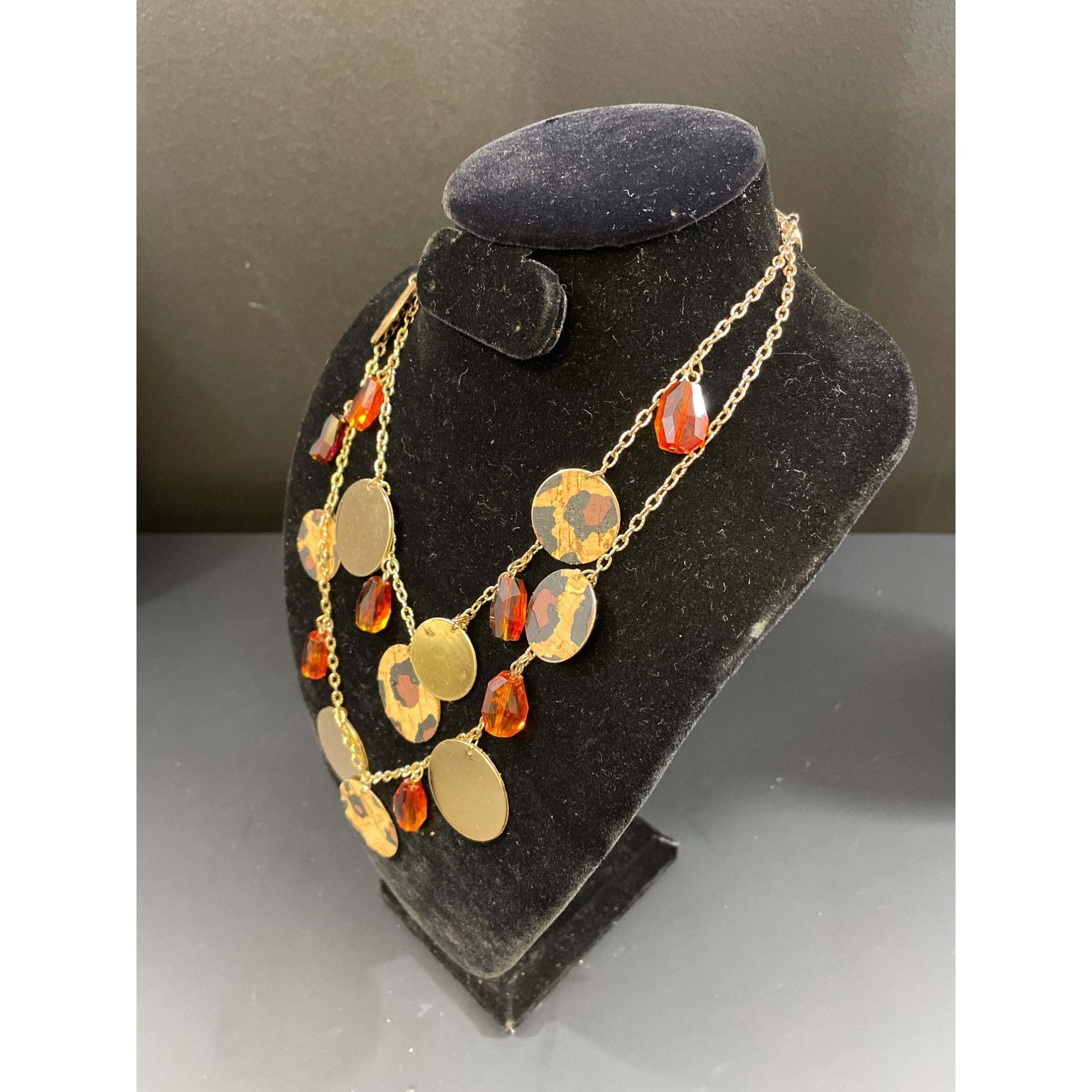 Other Women's Double Layered Gold tone & Leopard Design Necklace 2 Size ONE SIZE - 3 Thumbnail