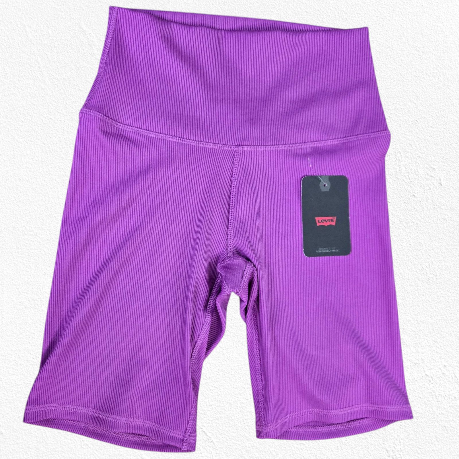 Levi's Levi’s Purple Ribbed High Rise Biker Shorts Size Medium Size 30" / US 8 / IT 44 - 2 Thumbnail
