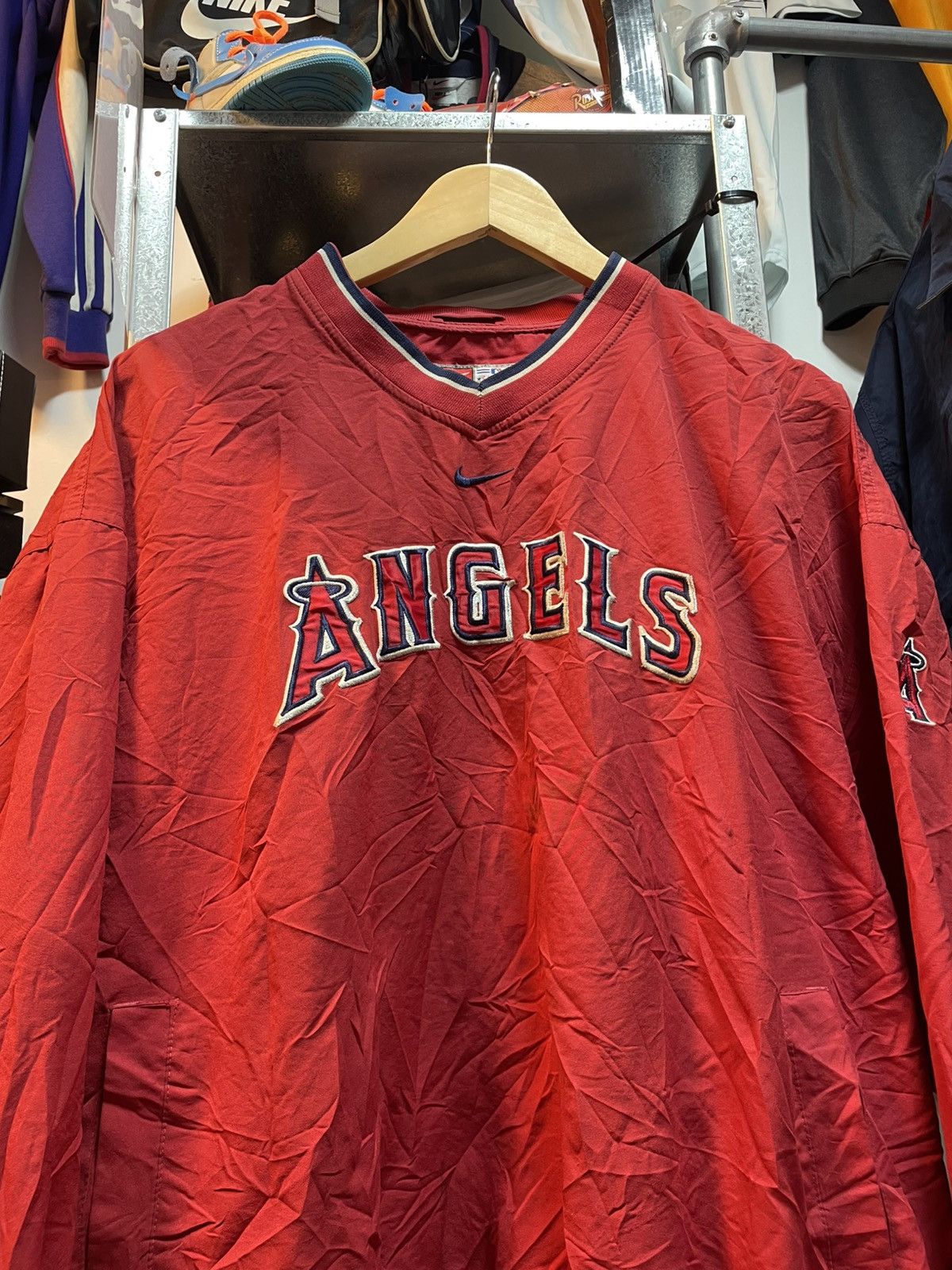 Nike Vintage Nike Team Angels V-Neck Windbreaker Size US XL / EU 56 / 4 - 2 Thumbnail
