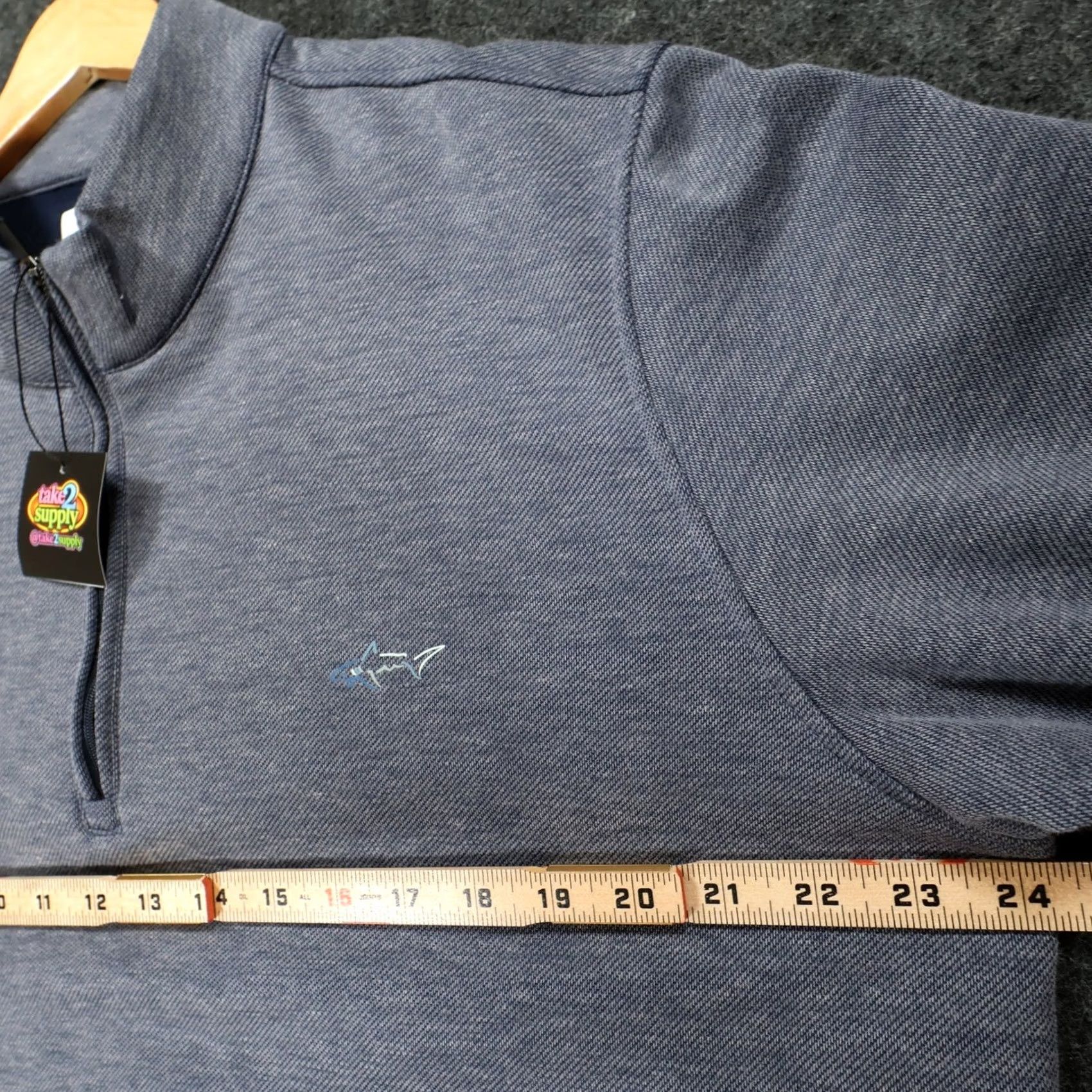 Logo 7 Greg Norman Pullover Mens XL Blue Long Sleeve Quarter Zip Sweater Shark Logo Size US XL / EU 56 / 4 - 3 Thumbnail