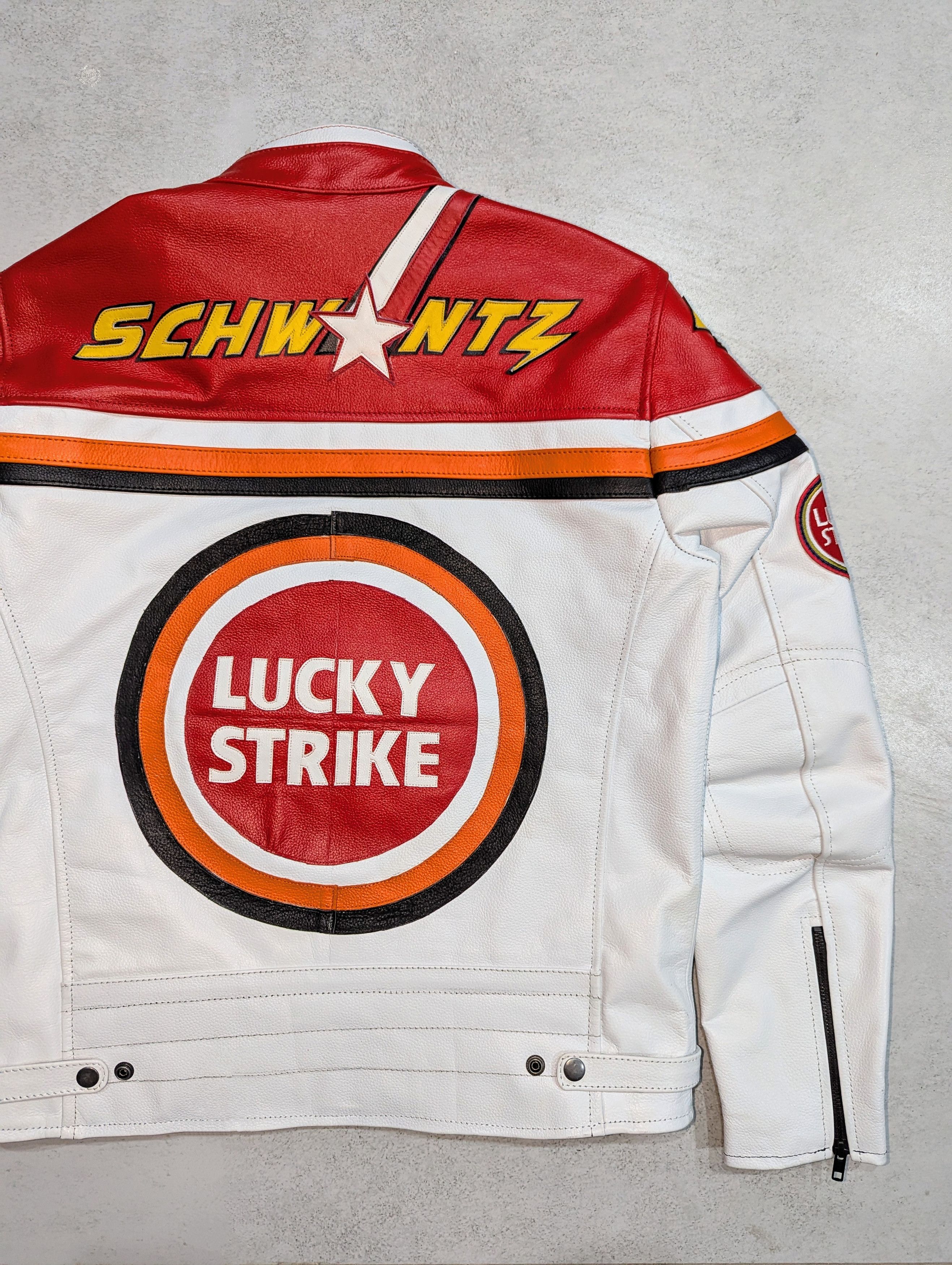 🔥 LUCKY STRIKE 🔥 RARE 90s LEATHER JACKET STREETWEAR