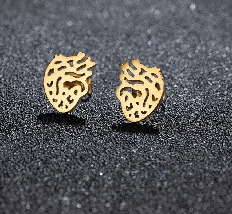 Jewelry Heart Organ Stud Earrings Charm Earring Gift Size ONE SIZE - 1 Thumbnail