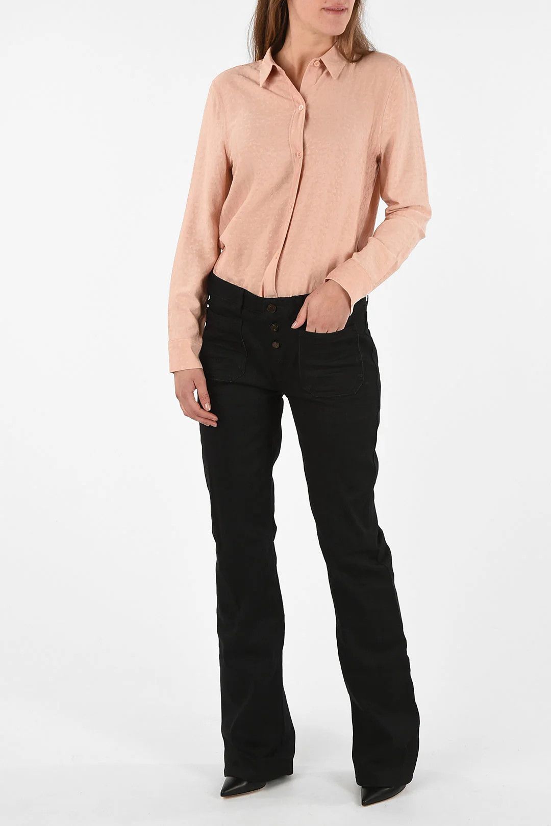 Saint Laurent Paris og1mm0326 Boot-Cut High-Waist Jeans in Black Size 26" / US 2 / IT 38 - 4 Thumbnail