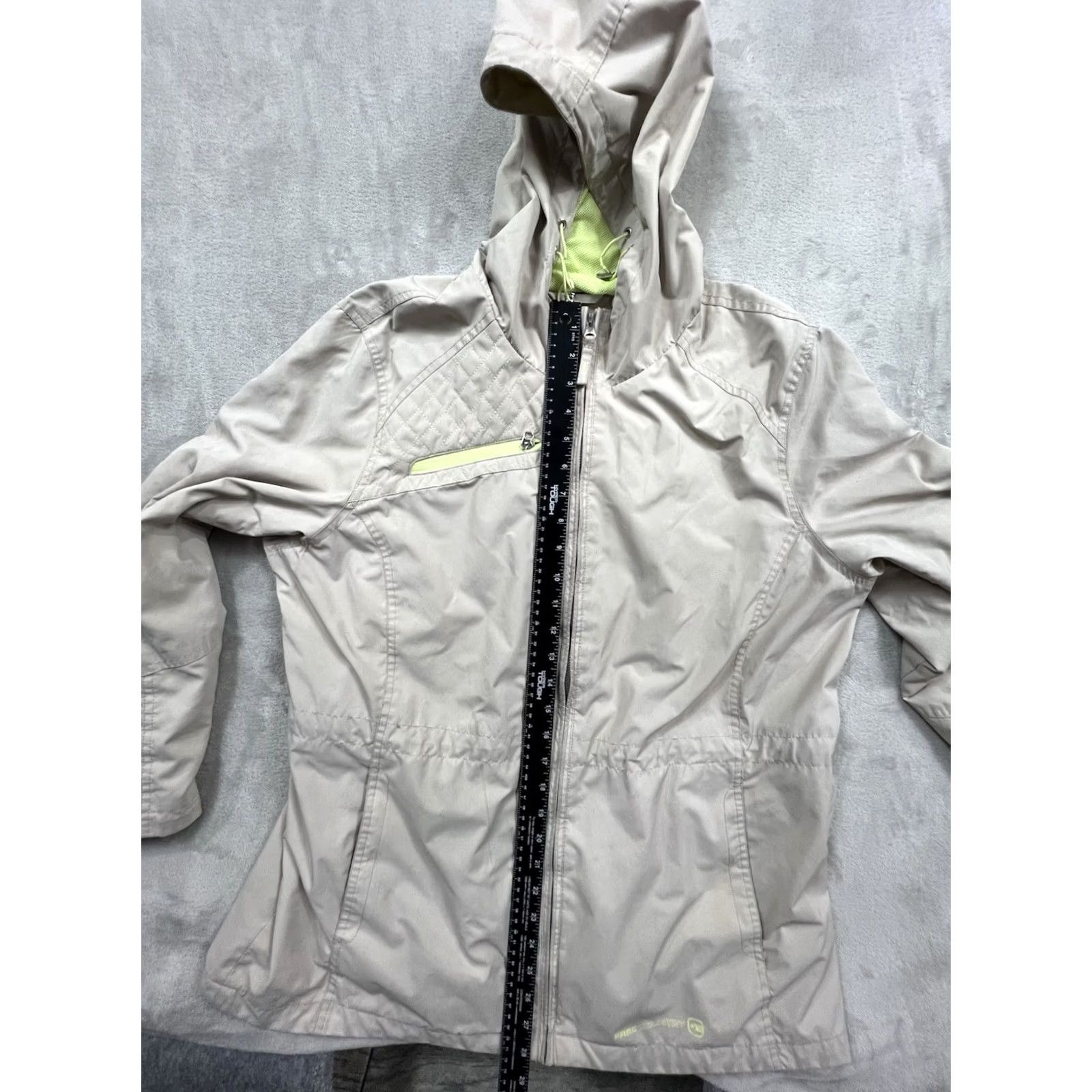 Free Country Free Country Rain Coat Jacket Womens Hooded Zipper XL Tan Brown Neon Yellow Rainwear Activewear Size XL / US 12-14 / IT 48-50 - 4 Thumbnail