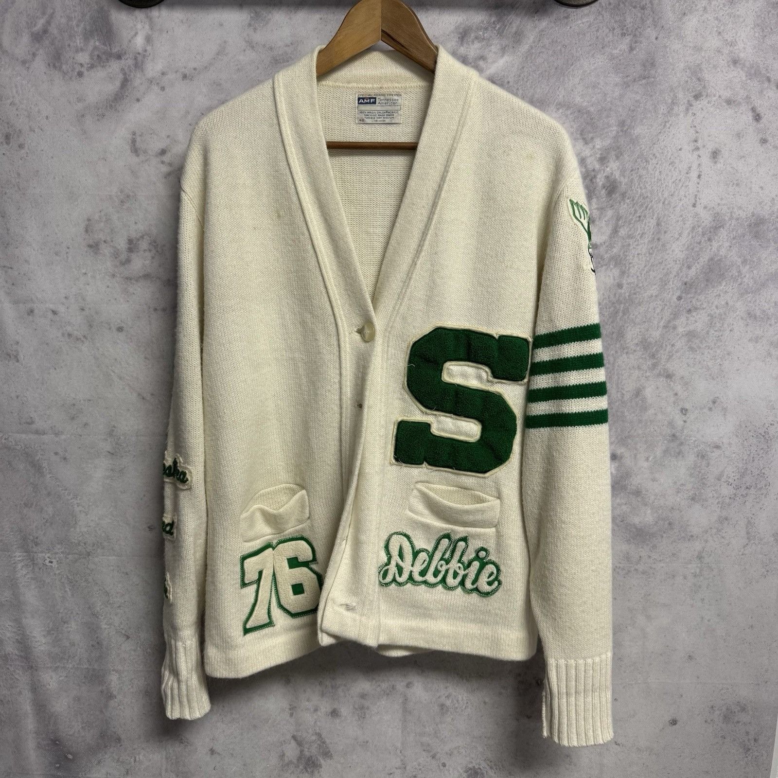 Vintage Vintage 70’s Heavy Knit Varsity Cardigan Sweater Size 44 Wom Size L / US 10 / IT 46 - 1 Thumbnail