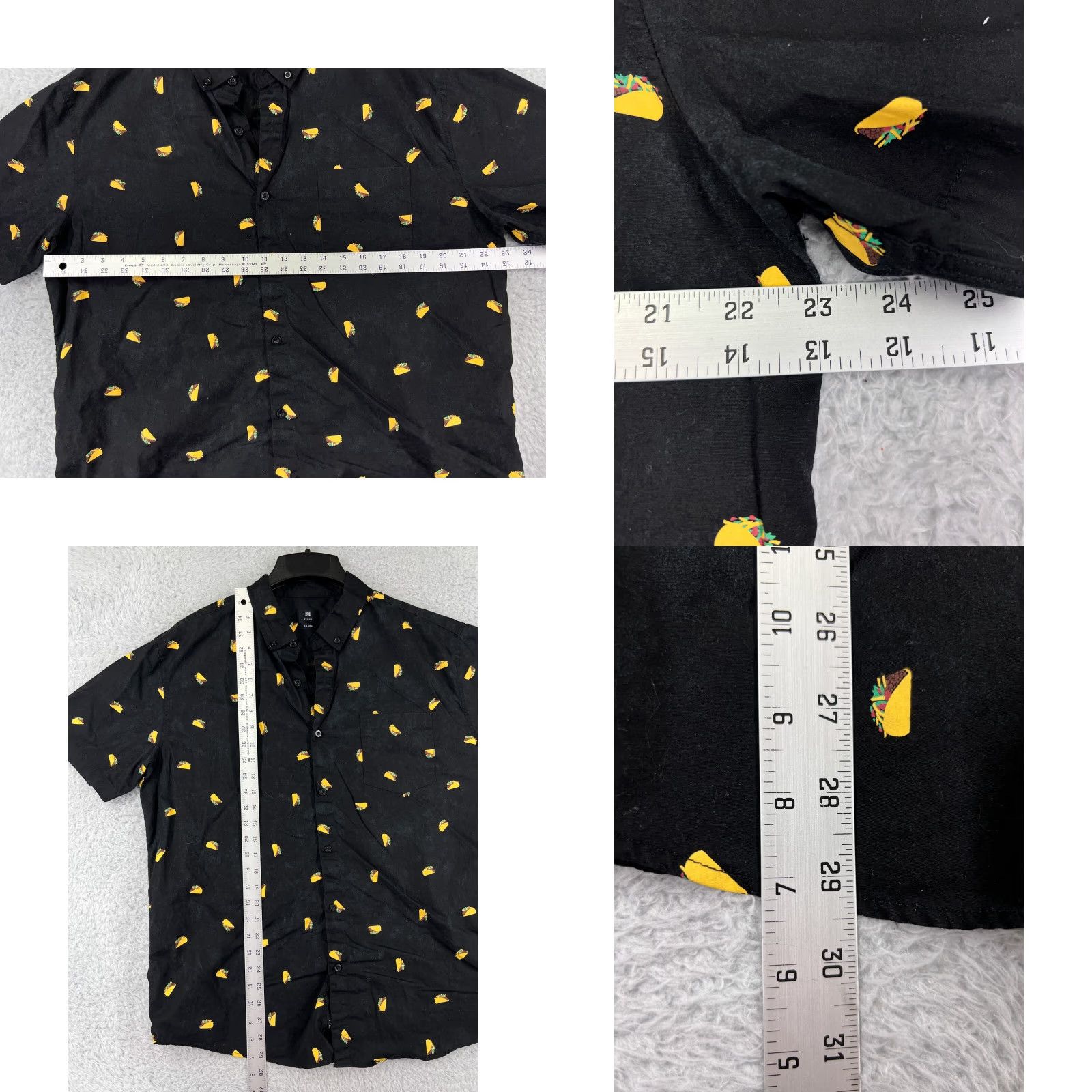 Vintage Visive Shirt Mens XL Black All Over Print AOP 100% Cotton Button-Up Shirt Mens Black Visive XL Shirt Size US XL / EU 56 / 4 - 9 Thumbnail