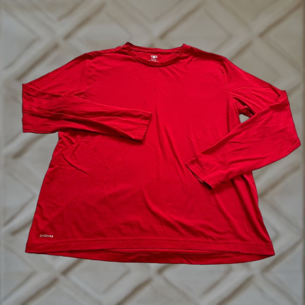 Athletic Works Athletic Works Driworks T-Shirt Mens XL Red Crew Neck Long Sleeve Tee Top Regular Fit Size US XL / EU 56 / 4 - 1 Thumbnail