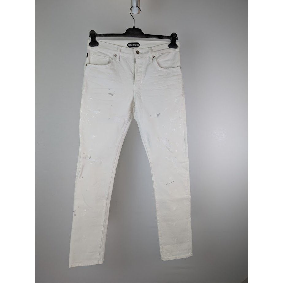 Tom Ford o1rshd1 Denim Slim Jeans in Aged Gum White Size US 32 / EU 48 - 2 Thumbnail