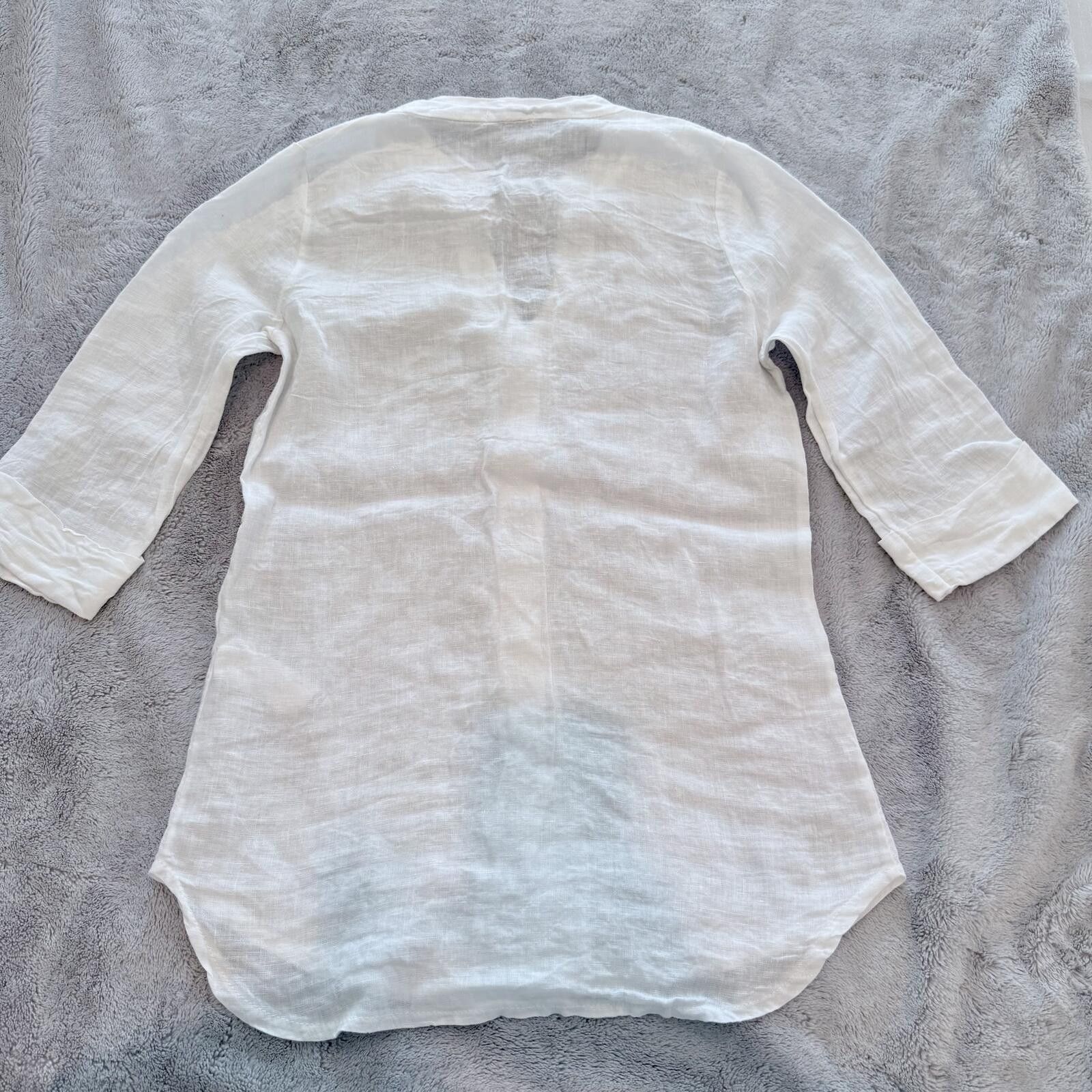 Other Lungo L'Arno White Linen Button-Up Shirt, Size S Size S / US 4 / IT 40 - 2 Thumbnail