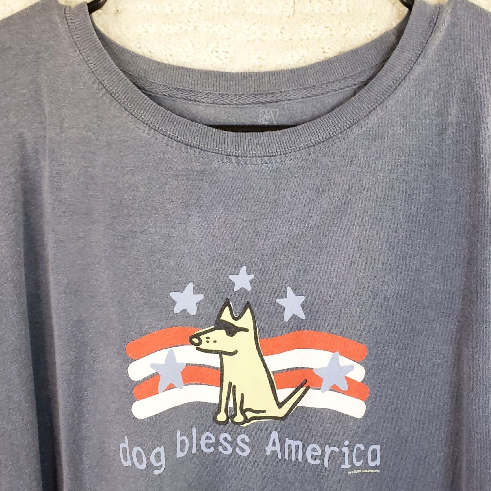 Vintage Teddy the Dog Classic Tee "God Bless America" Patriotic Unisex Blue Shirt L Size US L / EU 52-54 / 3 - 3 Thumbnail