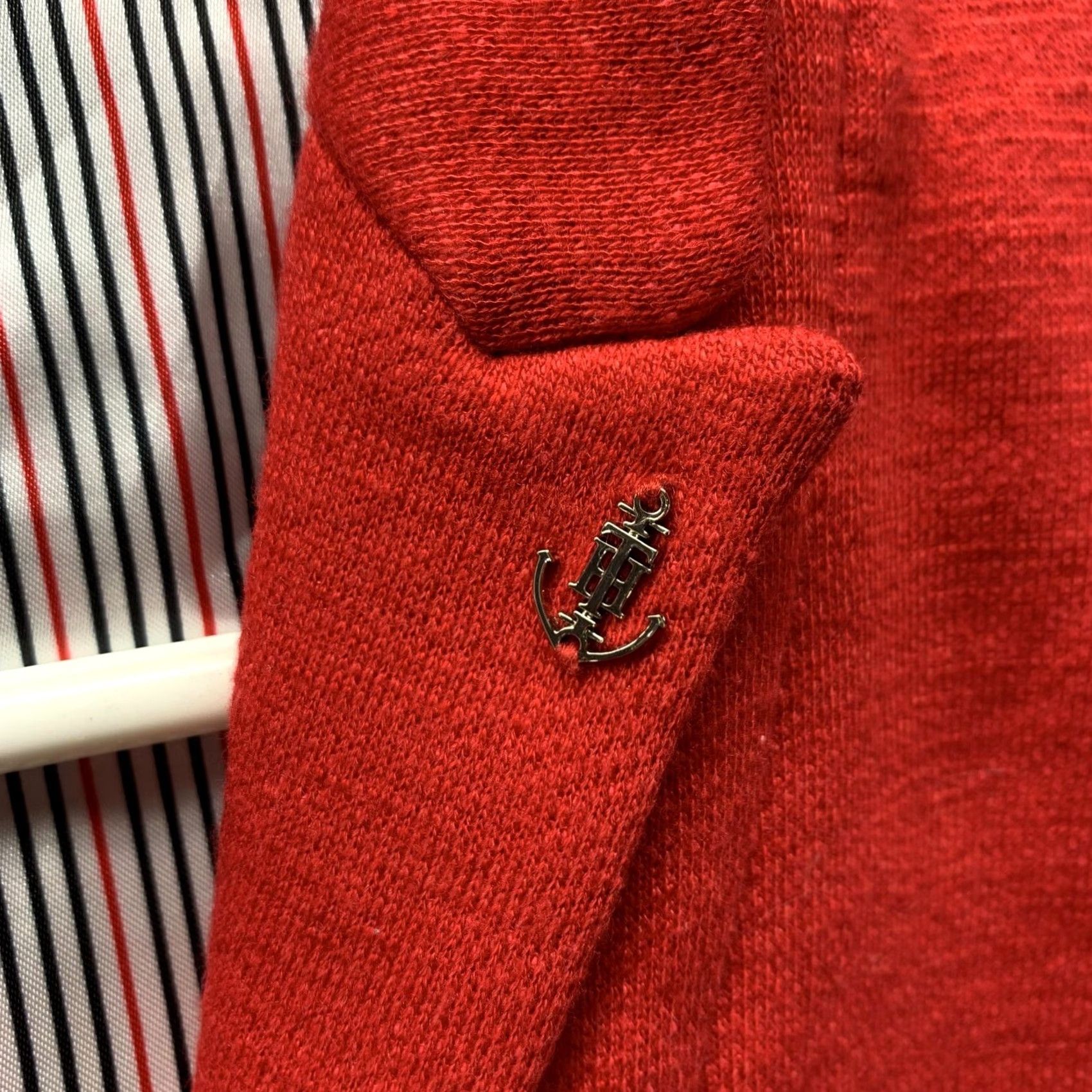 Tommy Hilfiger Tommy Hilfiger Blazer Womens 6 Red Long Sleeve Jacket Single-Breasted Dress Party/Cocktail Business Casual Outdoor Womens Velor? Size M / US 6-8 / IT 42-44 - 6 Thumbnail