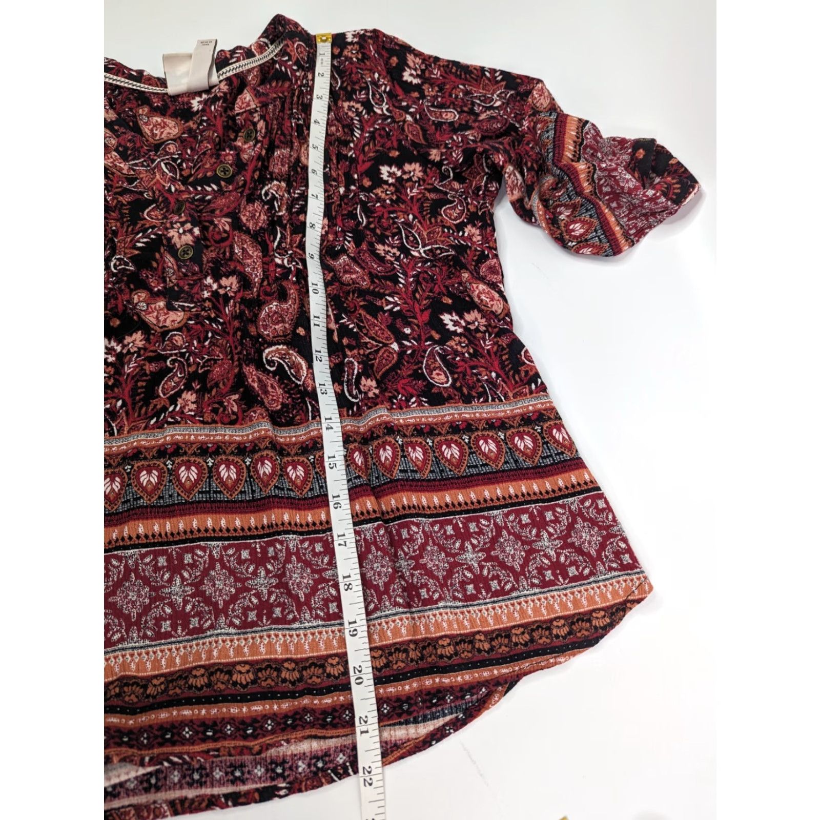 Vintage KNOX ROSE Shirt Womens XS Maroon Paisley Peasant Top Boho Pleat Front Size XS / US 0-2 / IT 36-38 - 5 Thumbnail