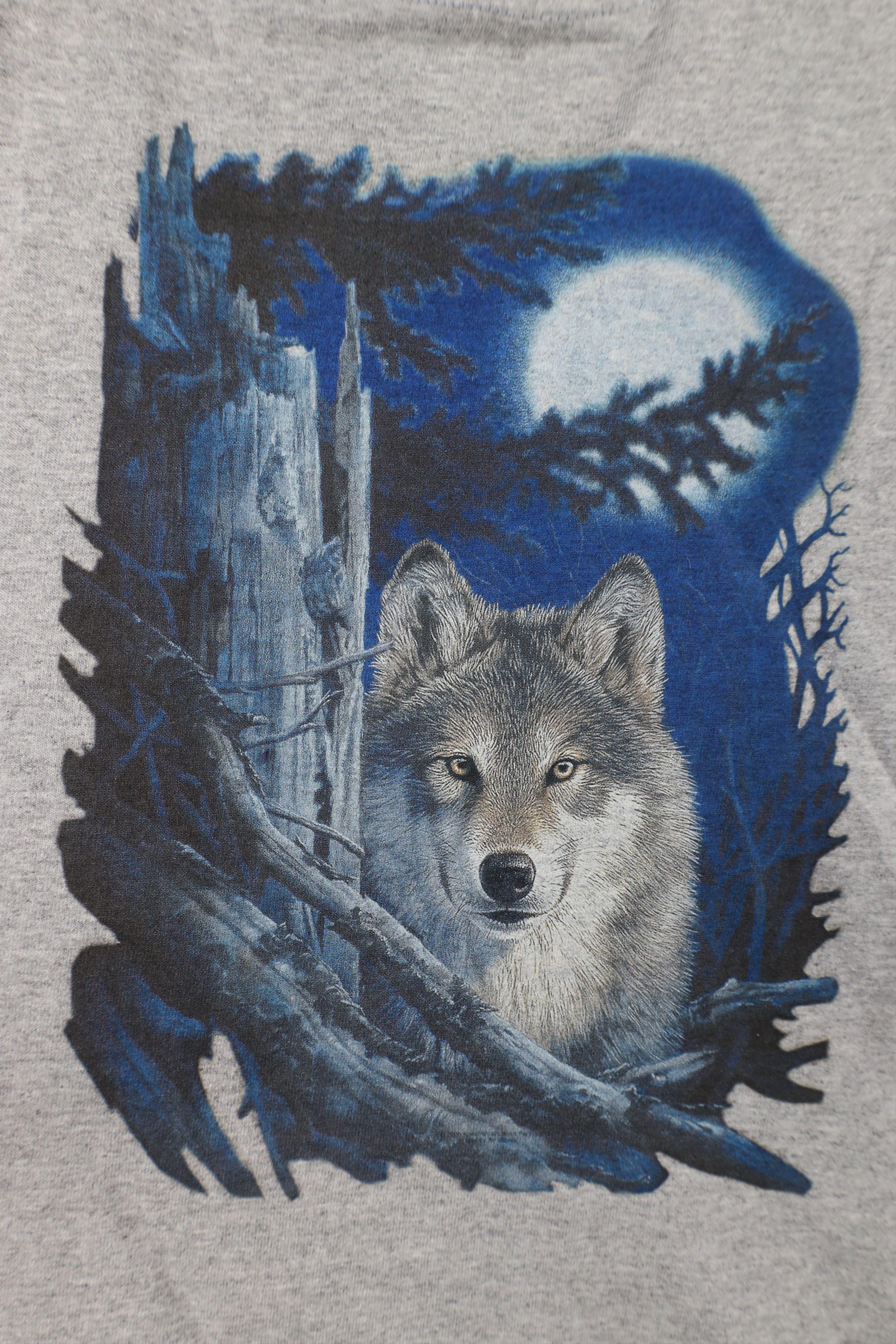 Vintage Vintage 90s Y2K Streetwear Wolf Moon Short Sleeve T-Shirt Size US M / EU 48-50 / 2 - 4 Thumbnail
