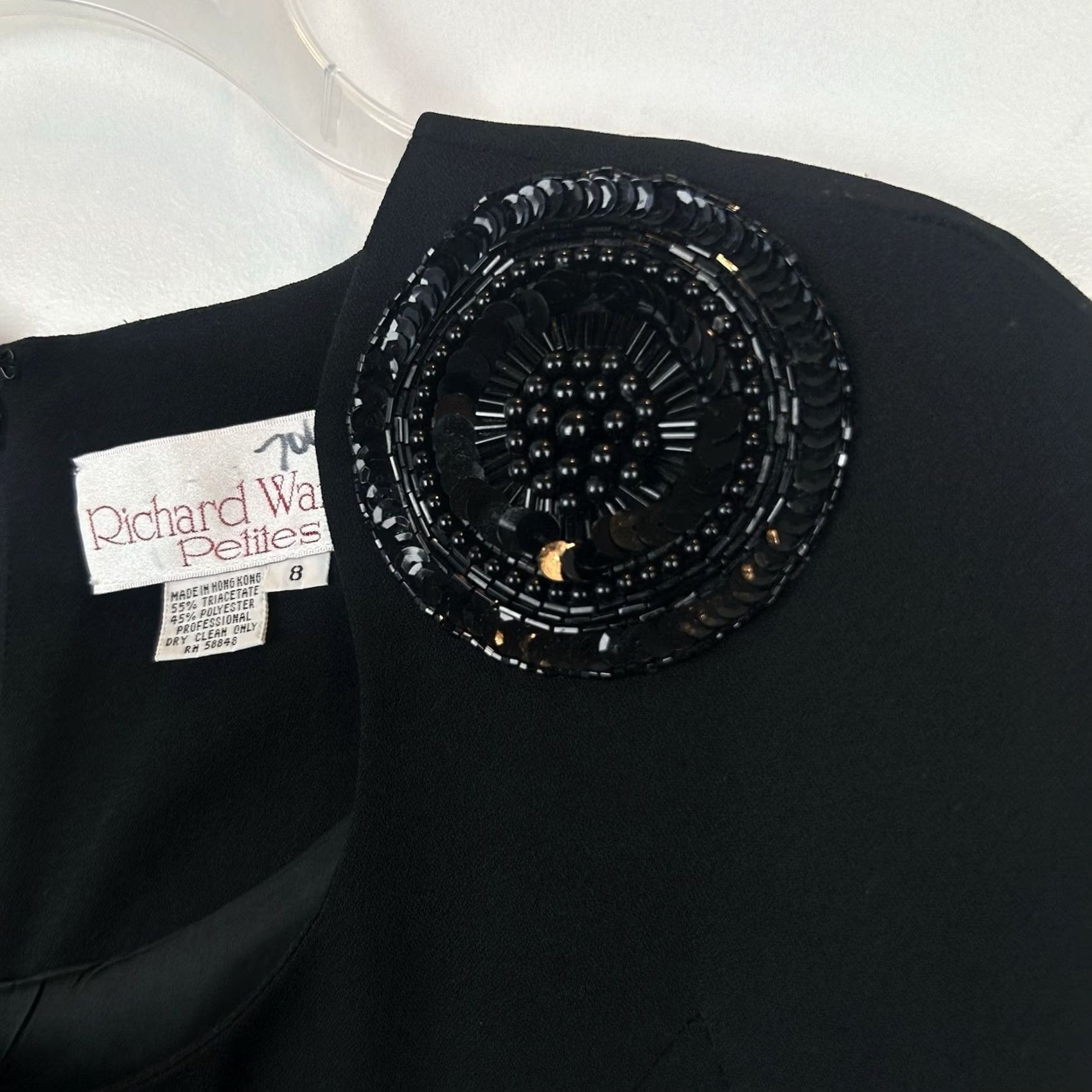 Vintage VINTAGE Warren Petites Dress Womens 8 80s Black Sequin Knee Cocktail Event Size M / US 6-8 / IT 42-44 - 5 Thumbnail