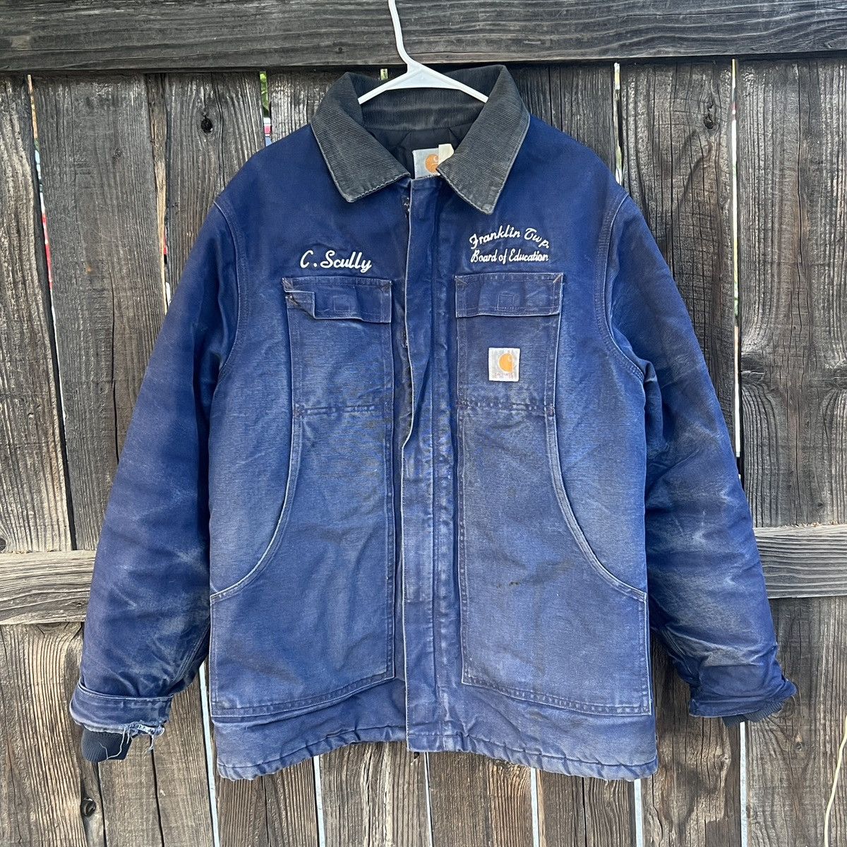 image of 90's Carhartt Navy Blue Workwear Chore Jacket, Men's (Size 2XL)