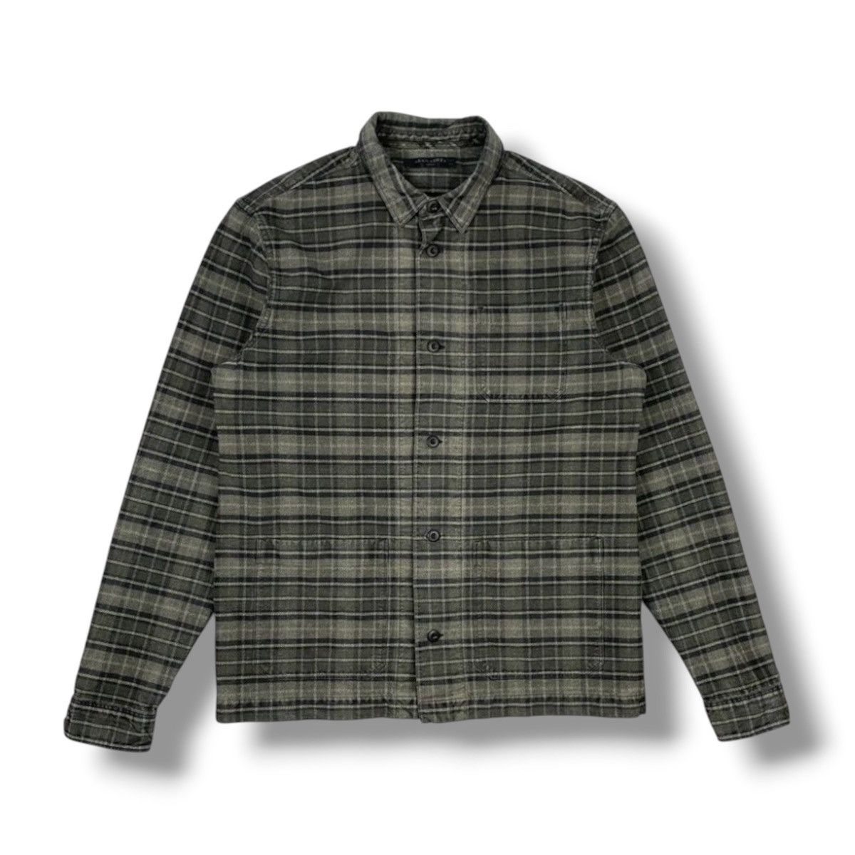 Allsaints Designer Checkered Overshot Button Up Shirt