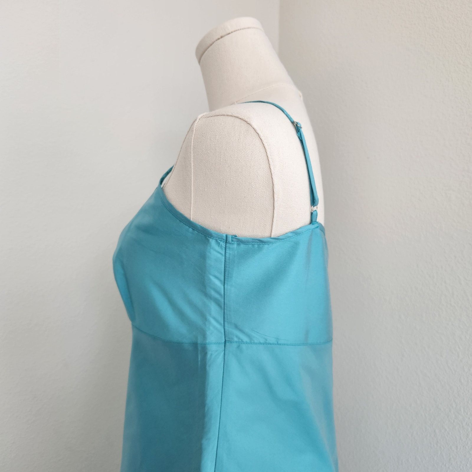 Vintage Frances Valentine Shiny Teal Empire Waist Slip Dress Y2K XS Size XS / US 0-2 / IT 36-38 - 5 Thumbnail