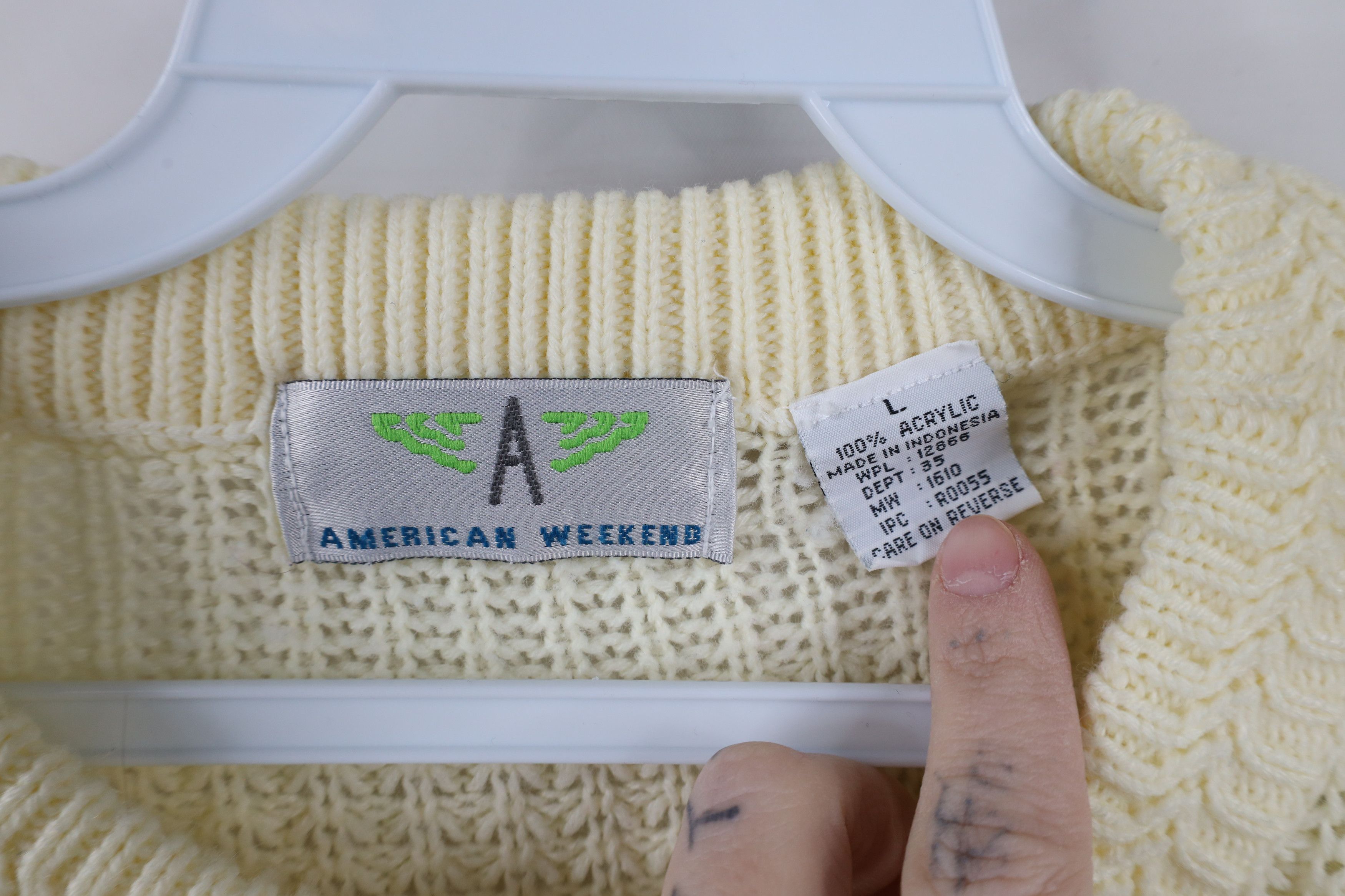 Vintage Vintage 90s Streetwear Blank Chunky Ribbed Knit Sweater Size US L / EU 52-54 / 3 - 9 Thumbnail