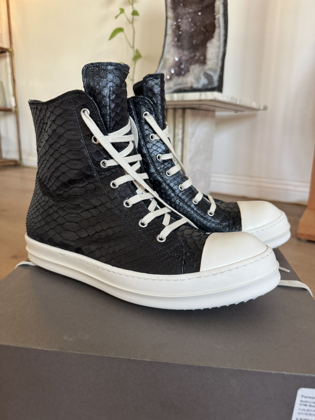 Rick Owens RARE Rick owens mainline Python skin ramones hi-top 