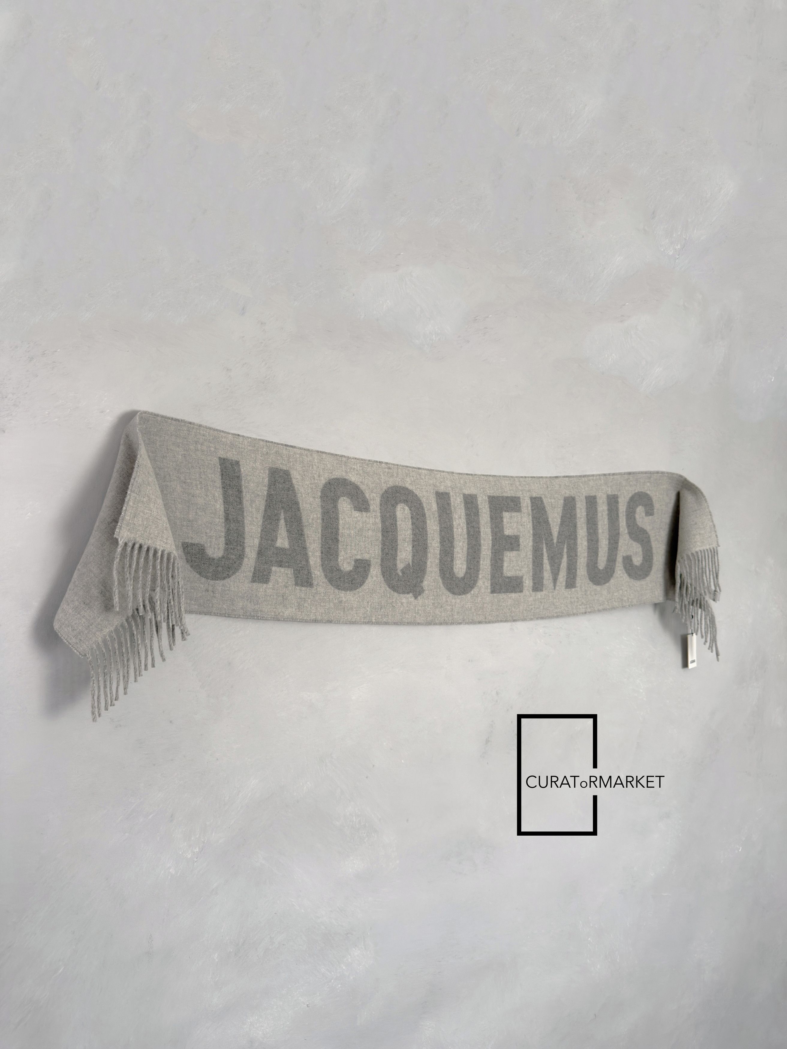 Jacquemus Contrast Iconic Logo Felted Wool Gray Scarf FW25 Le Palmier Size ONE SIZE - 1 Thumbnail
