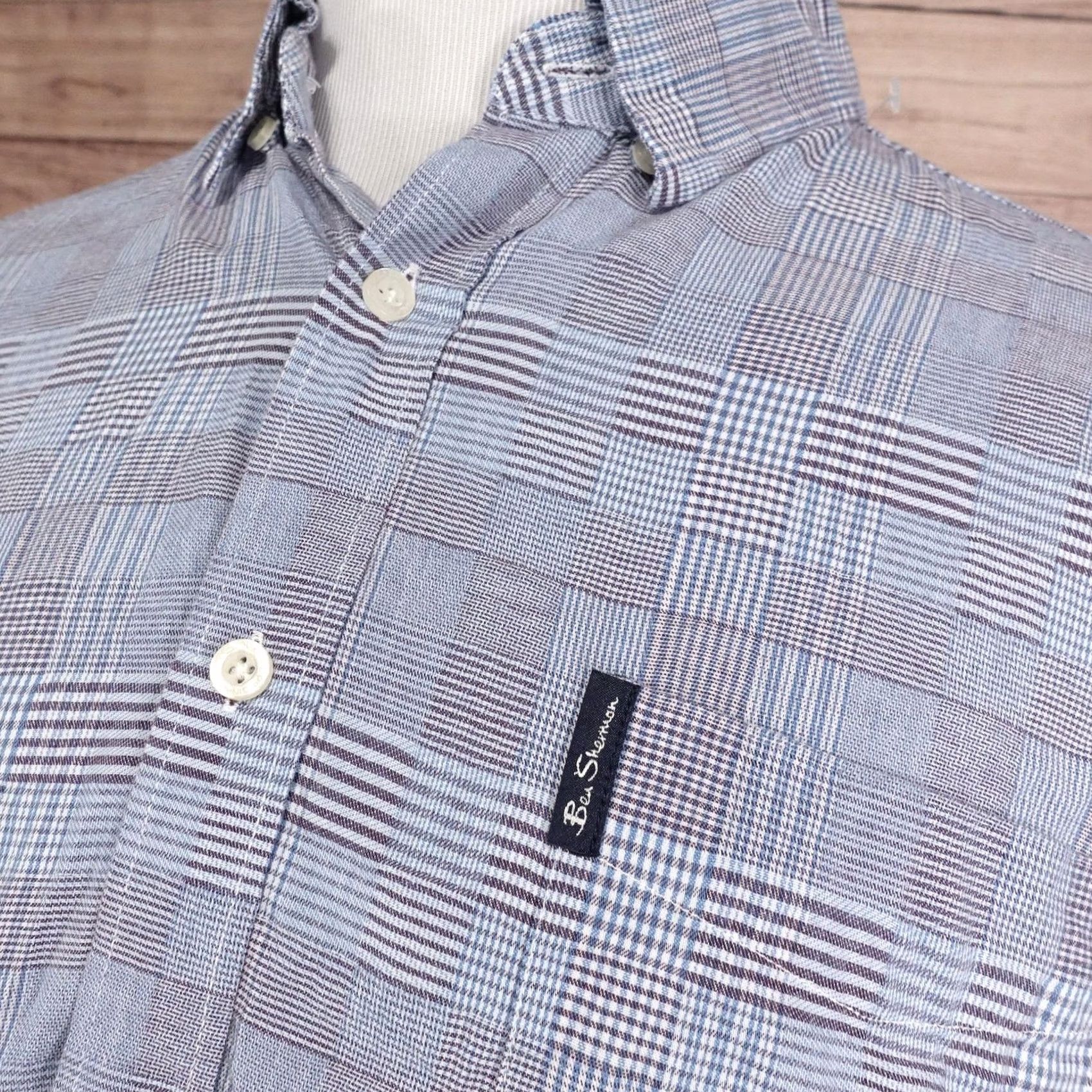 Ben Sherman Ben Sherman Shirt Mens XL Blue Plaid Long Sleeve Button-Up Regular Fit Size US XL / EU 56 / 4 - 2 Thumbnail