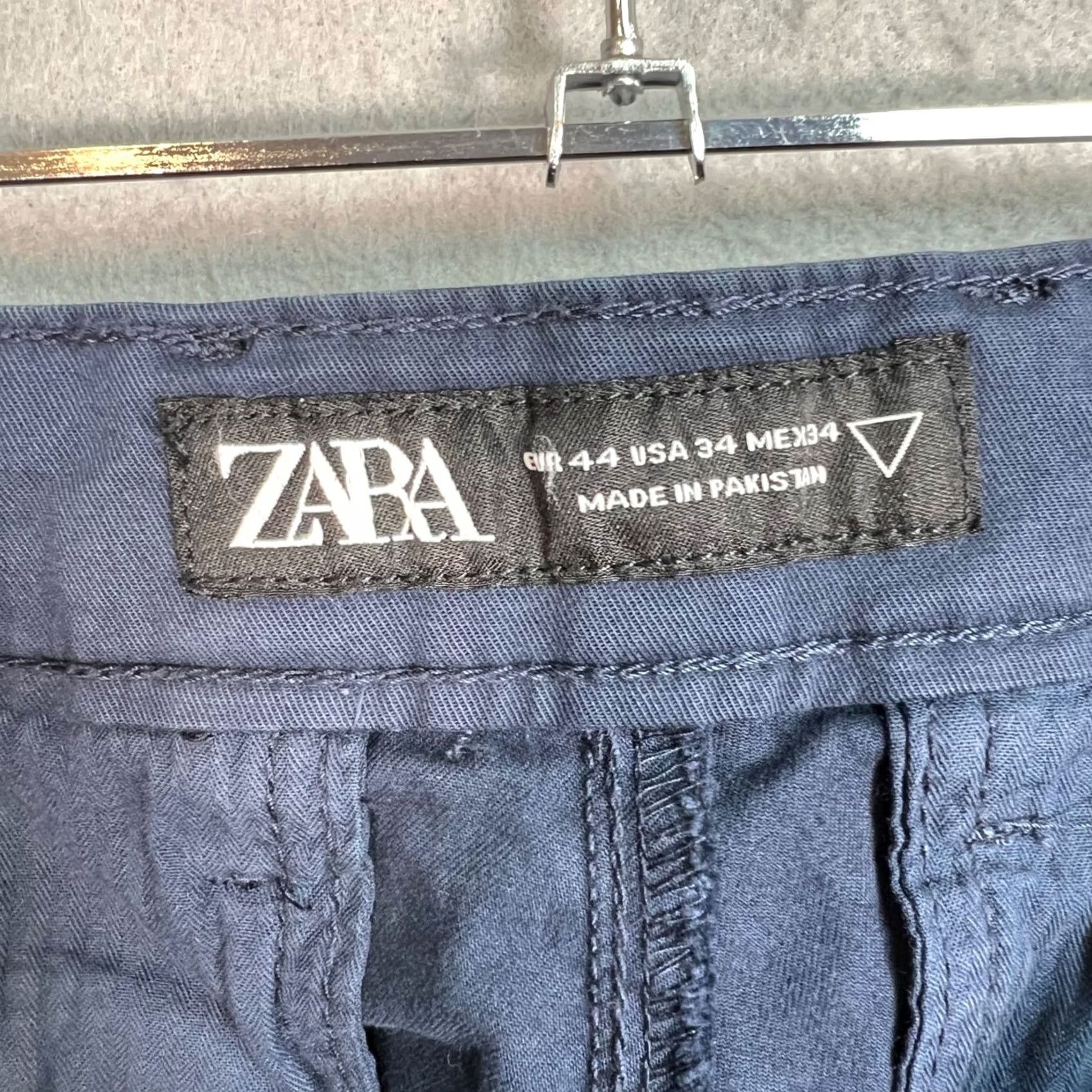 Zara Zara Pants Mens Size 34 Navy Blue Chino Cotton Blend Slim Fit Size US 34 / EU 50 - 3 Thumbnail